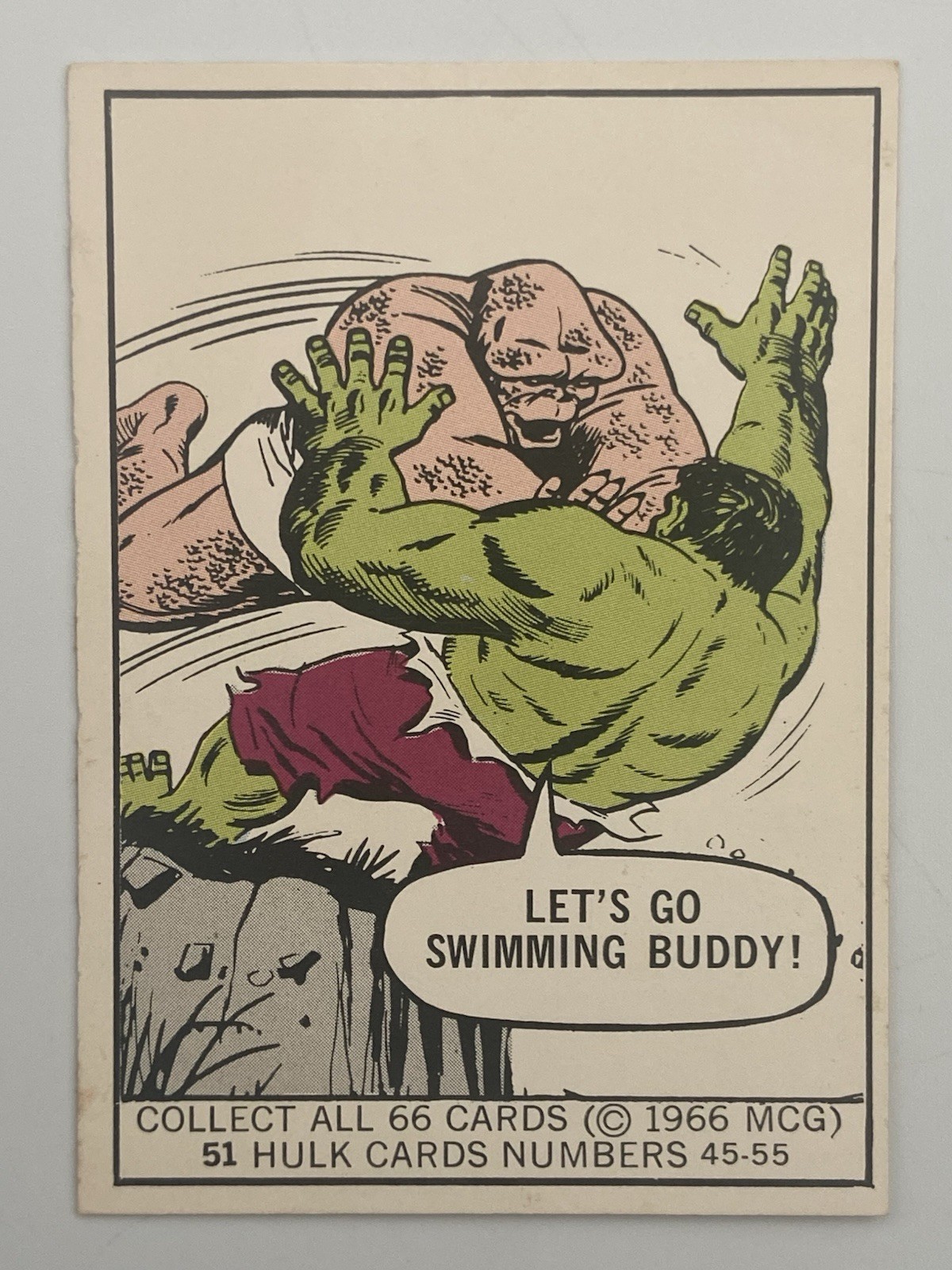 MCG 1966 Donruss Marvel Super Heroes #51 Hulk “Let’s Go Swimming Buddy” Vintage