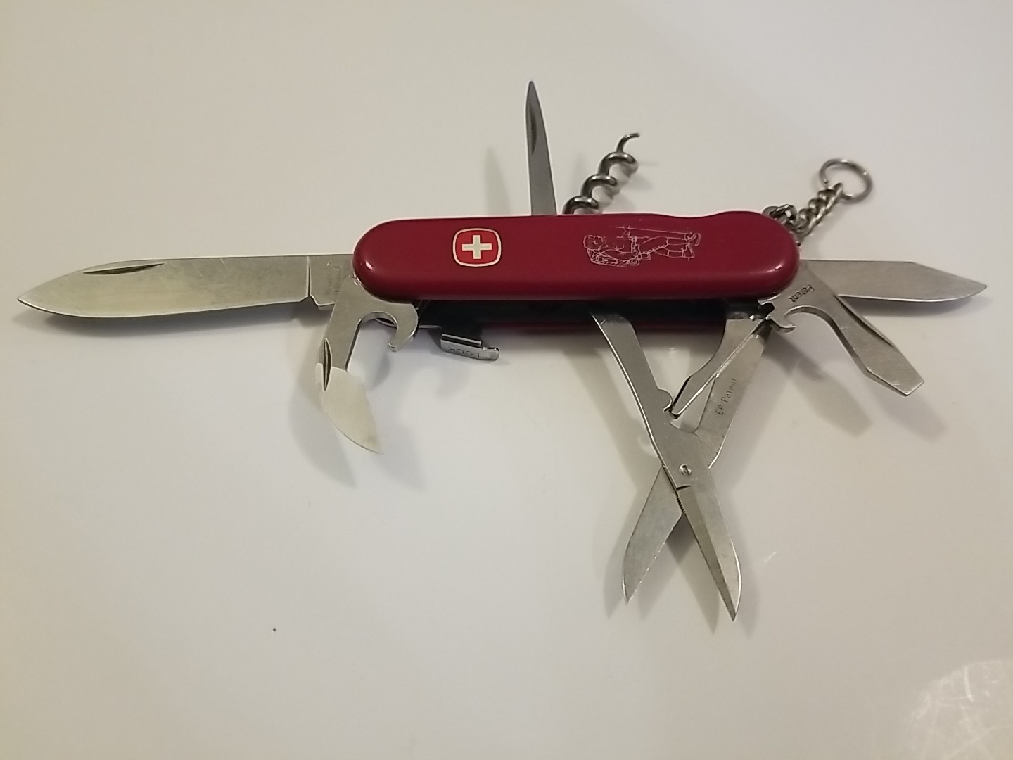 Vintage Wenger Red Hiker Swiss Army Knife Backpacker Locking Blade Scissors Awl