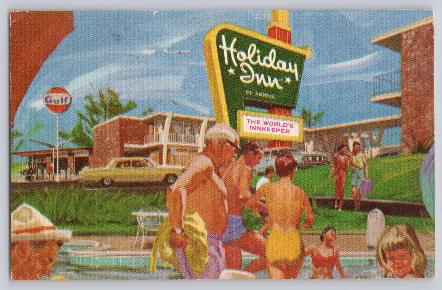 Vintage 1973 Holiday Inn Ashland VA Postcard - Mid-Century Pool Scene Gulf Gas Vintage 1973 Holiday Inn Ashland VA Postcard - Mid-Century Pool Scene Gulf Gas