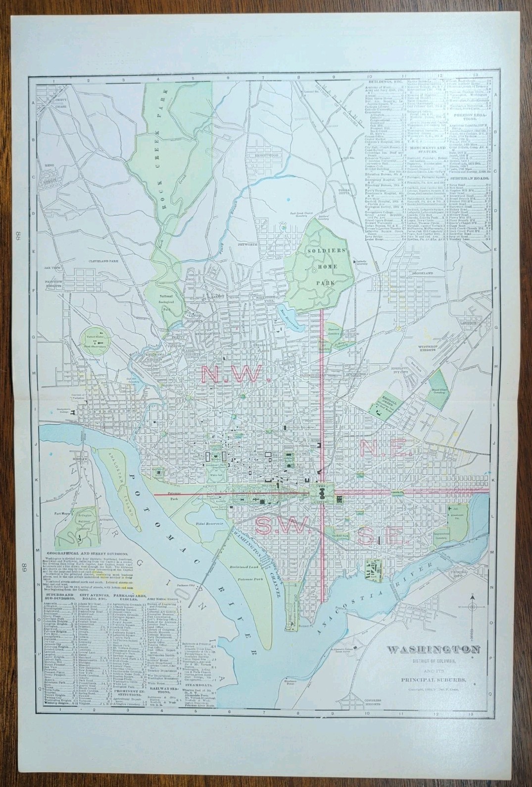 Vintage 1905 WASHINGTON DC Map 14