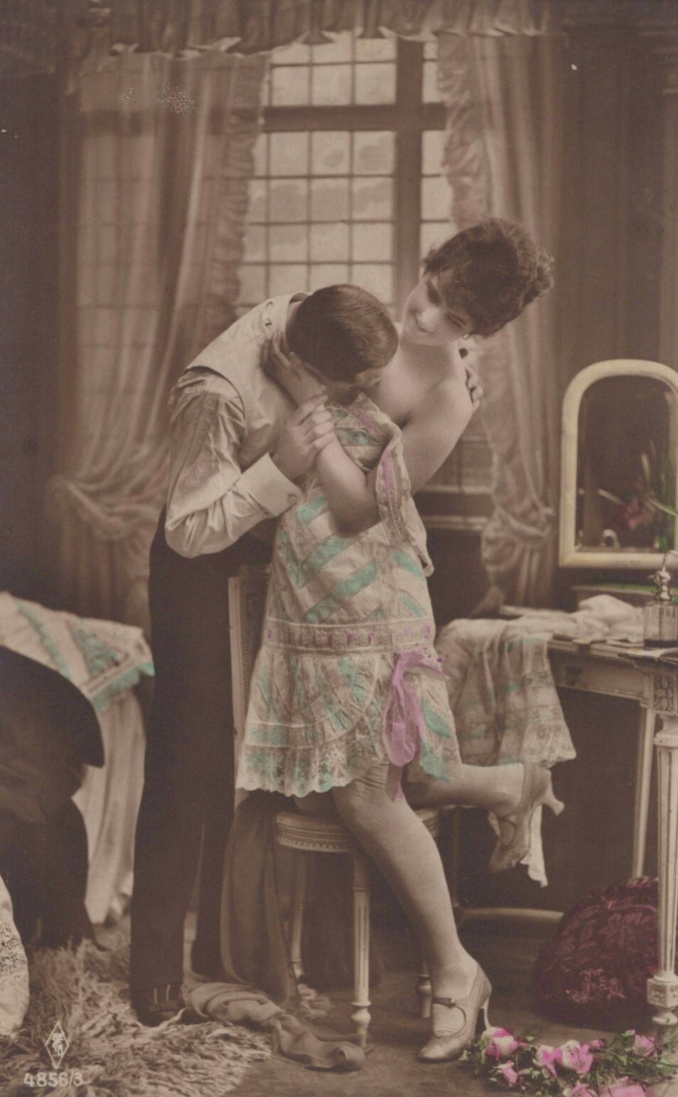 FRANCE RPPC Postcard LOVELY COUPLE Unused STUNNING PORTRAIT ORIG PHOTO 873