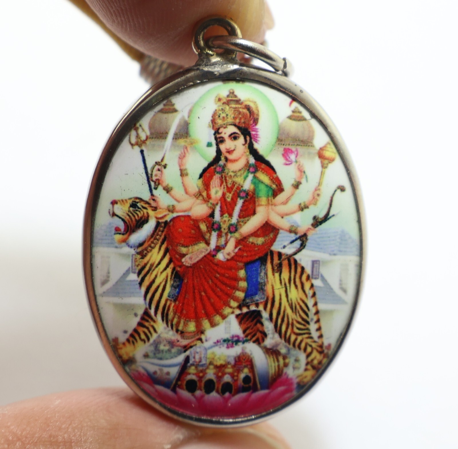 DURGA BIG PENDANT KALI KALIKA PARVATI DEVI GODDESS SHAKTI HINDU BLESS OM LOCKET