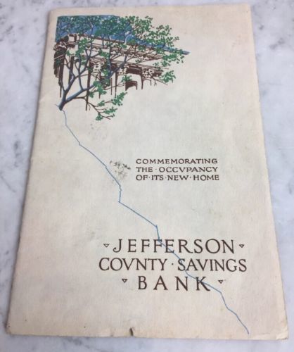 1923 Jefferson County Savings Bank Watertown NY New Building Pamphlet Envelope