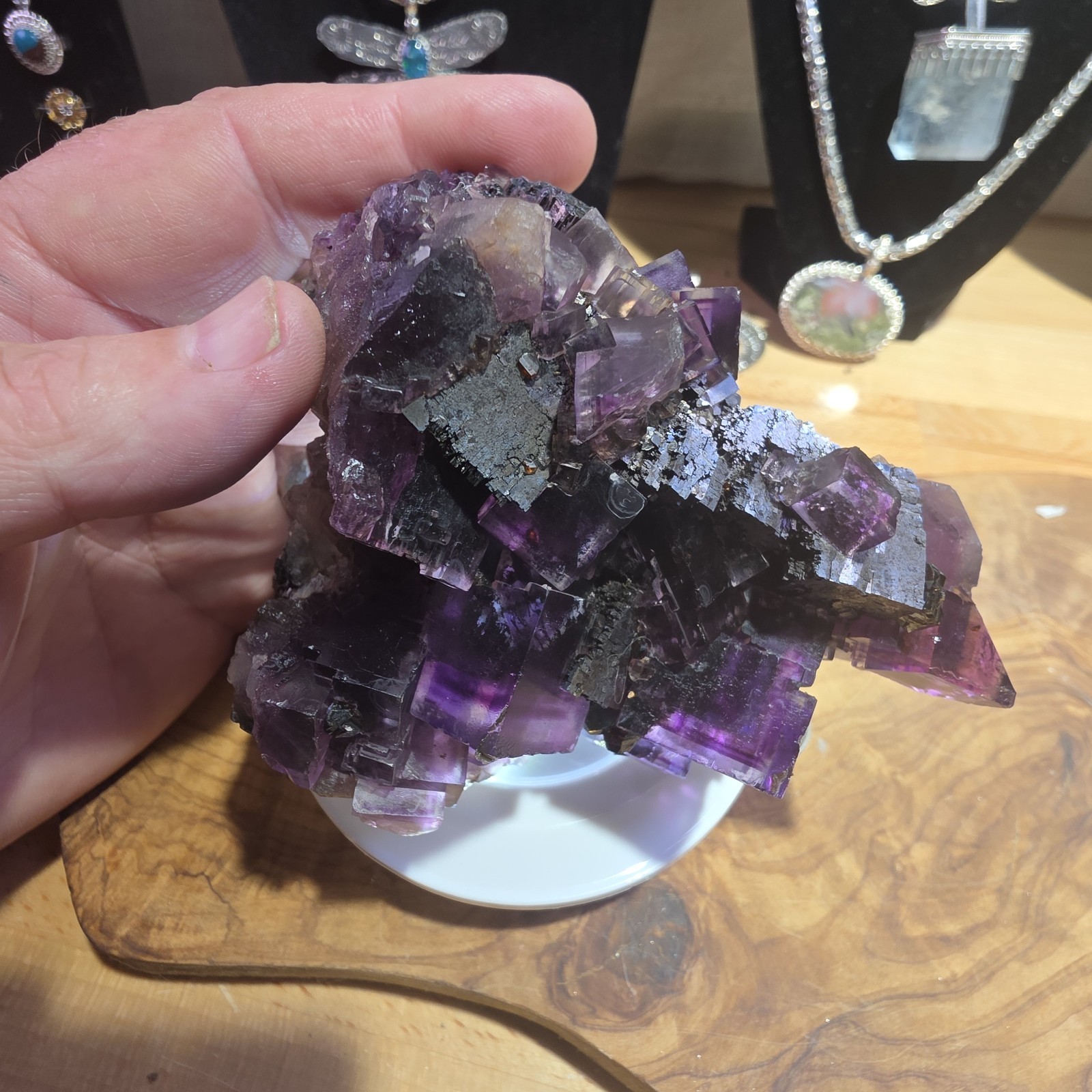 Zoned Purple Fluorite with Perched Galena & Sphalerite – Denton Mine, Illinois