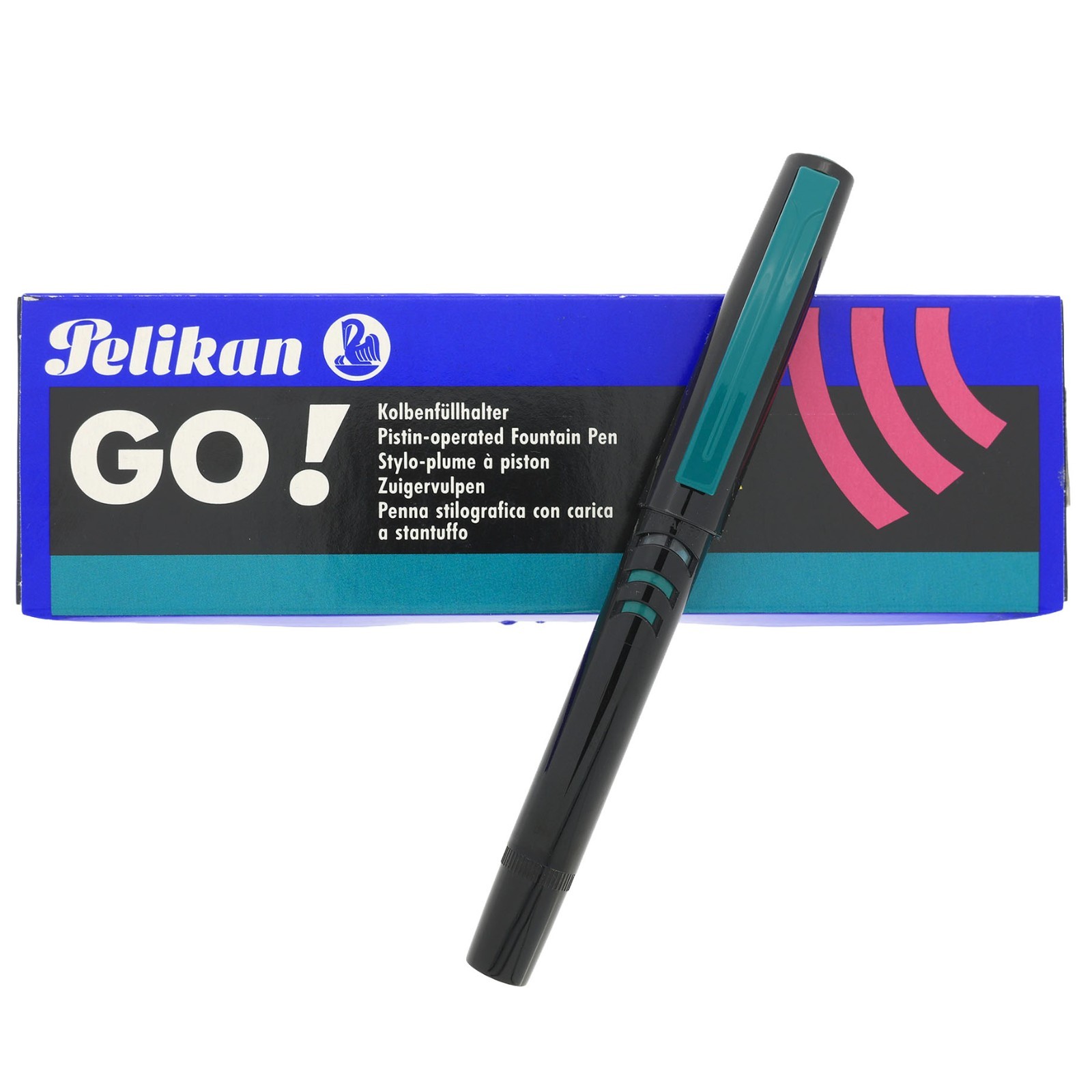 NEW OLD STOCK 1992 PELIKAN GO M75 TURQUOISE/BLACK MEDIUM NIB FOUNTAIN PEN