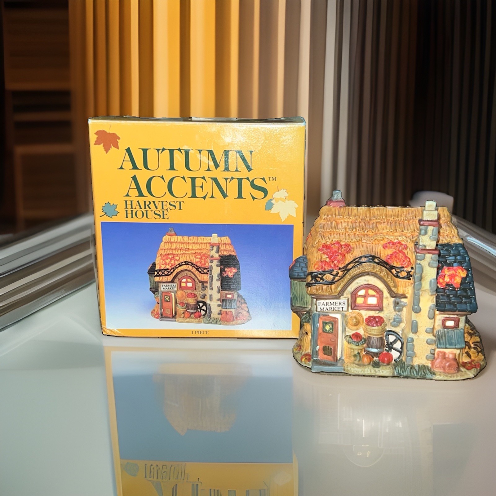 Autumn Accents Harvest House Farmers market Lighted Porcelain Fall Village Works