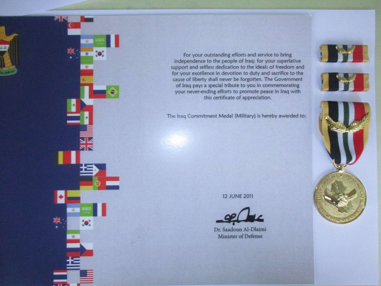 IRAQ COMMITMENT MEDAL (MILITARY VERSION) SET IRAQ COMMITMENT MEDAL (MILITARY VERSION) SET