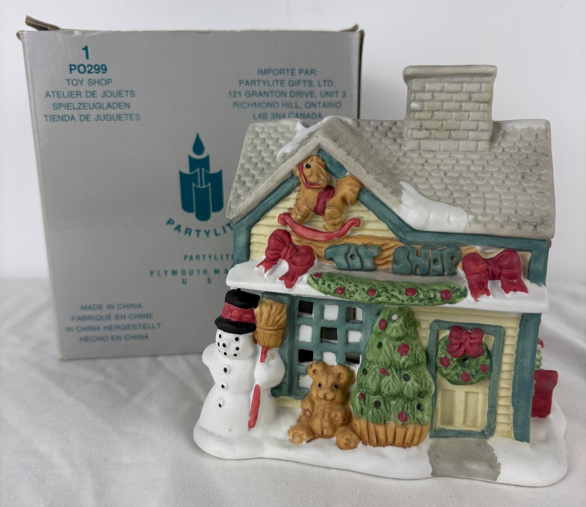 PartyLite Toy Shop P0299 Christmas Village Tealight Holder Vintage w Box