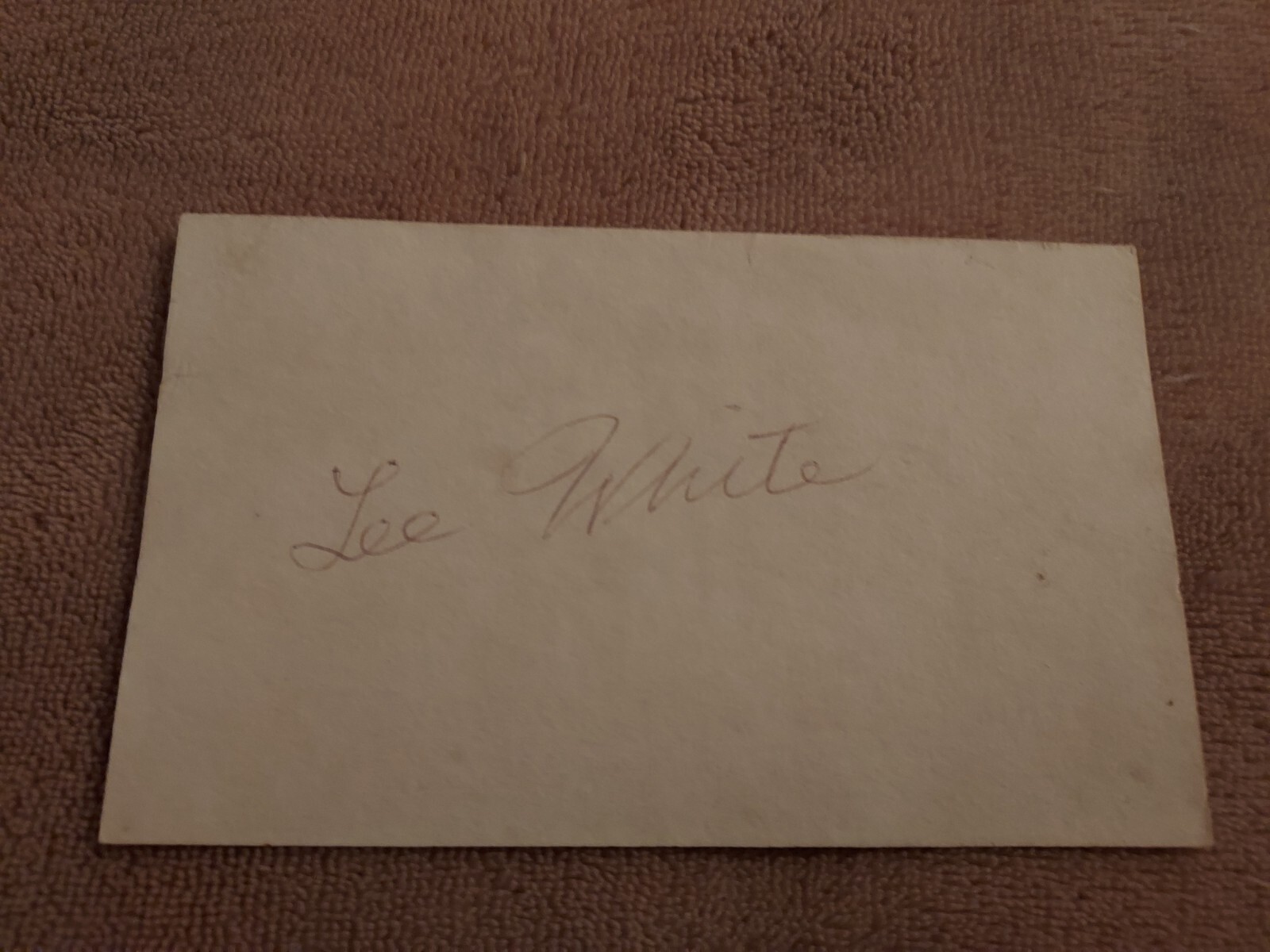 LeRoy Lee White autographed 3x5 index card. 1930\'s actor. Rare
