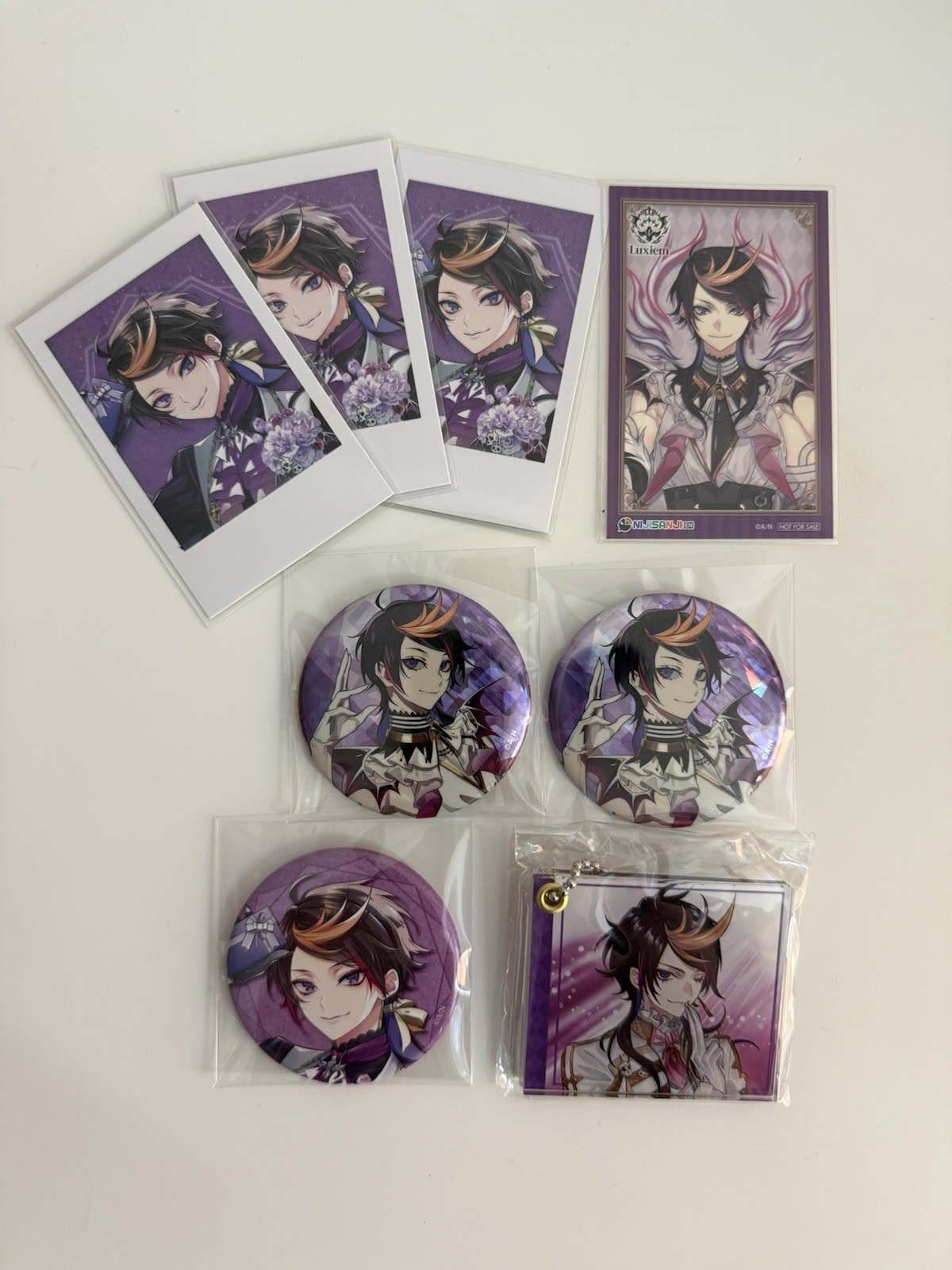 NIJISANJI EN Shu Yamino Merch Lot 8pc Luxiem Badges Cards Keychain Official