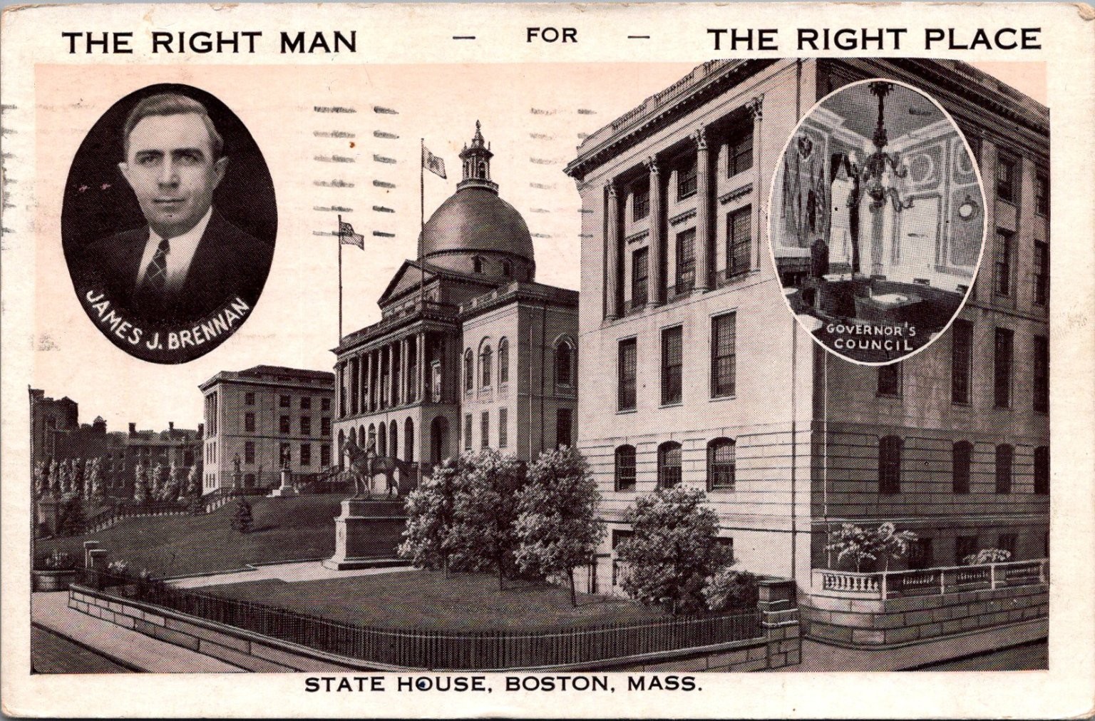 1936 James J. Brennan Political Postcard State House Boston MA Governor\'s 1936 James J. Brennan Political Postcard State House Boston MA Governor\'s
