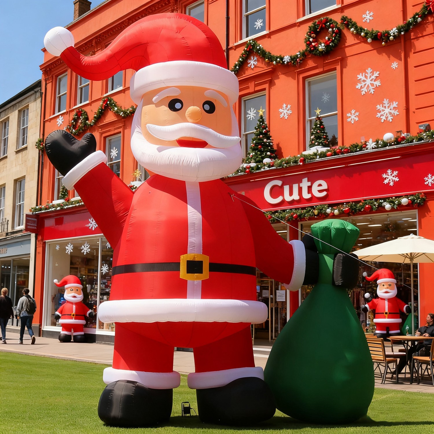 Giant 33FT Christmas Inflatable Santa Claus Carry Bag with Lights for Outdoor