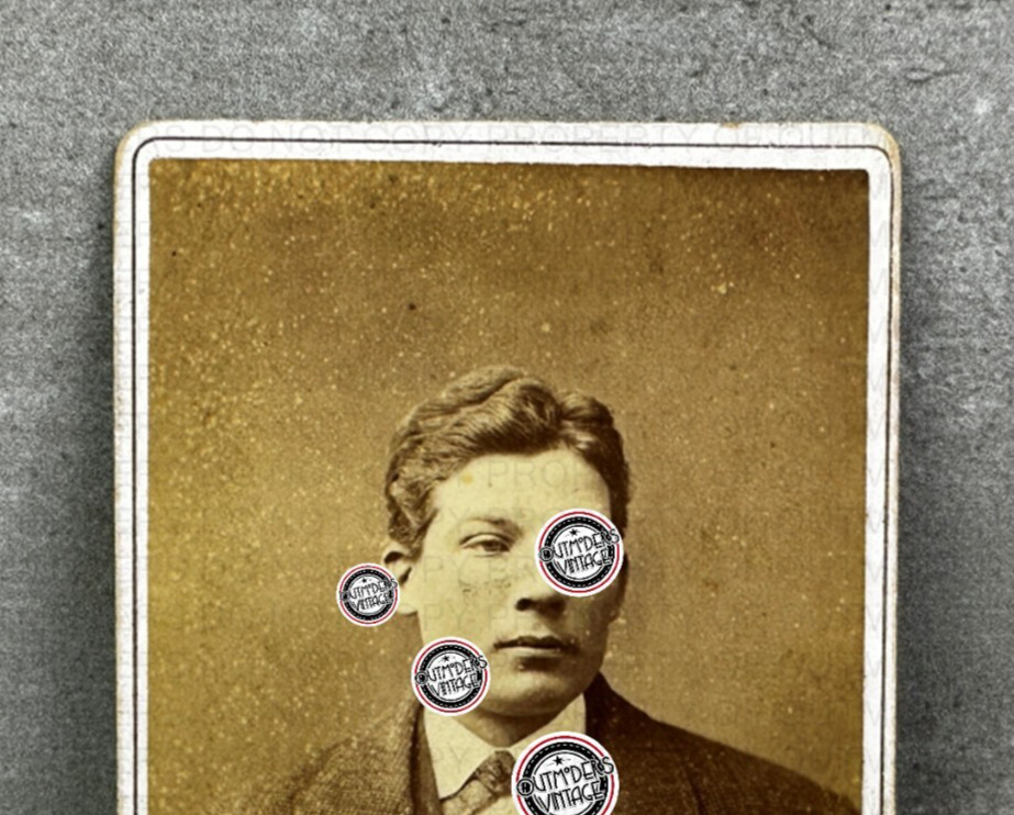 RARE SWEDEN Antique Victorian Photo CDV Handsome Young Man 1890s Painters Alley