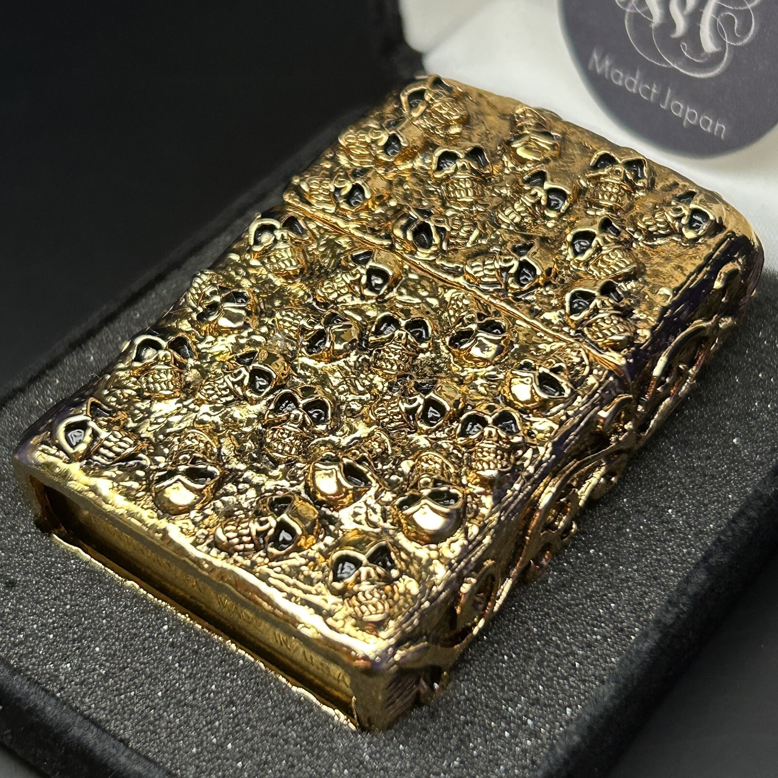 Zippo Skull Jacket 5 Sides Design Gold Ibushi Velor Case Oil Lighter Japan Zippo Skull Jacket 5 Sides Design Gold Ibushi Velor Case Oil Lighter Japan