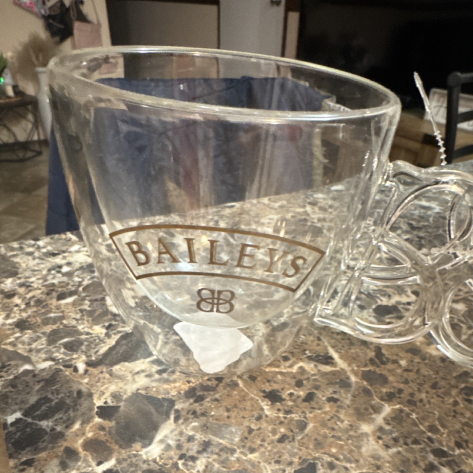 Baileys Clear Glass Advertising Mug with Distillery Logo