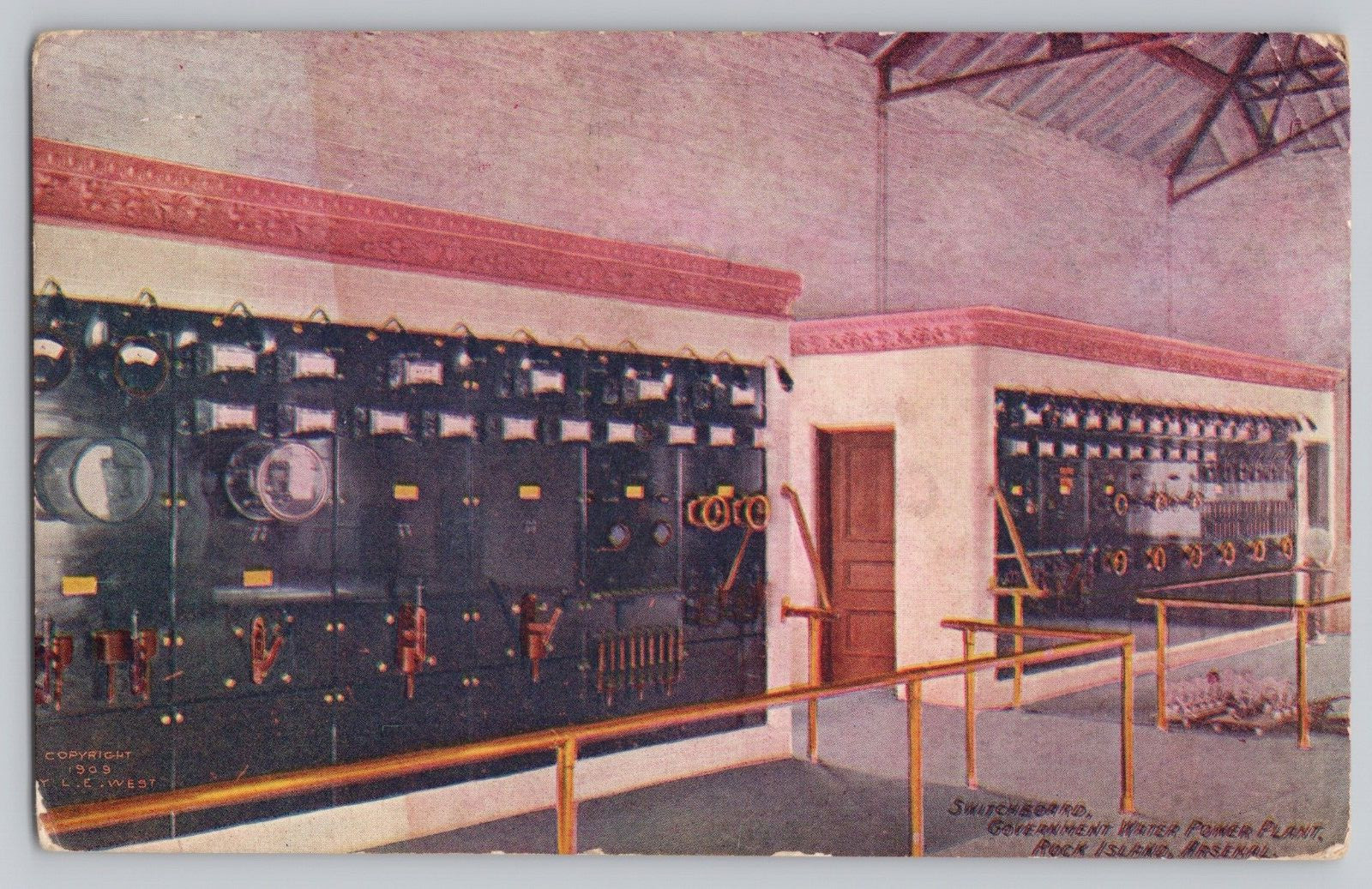 Rock Island Illinois Switchboard Gov\'t Water Power Plant Arsenal c1909 L.E. West