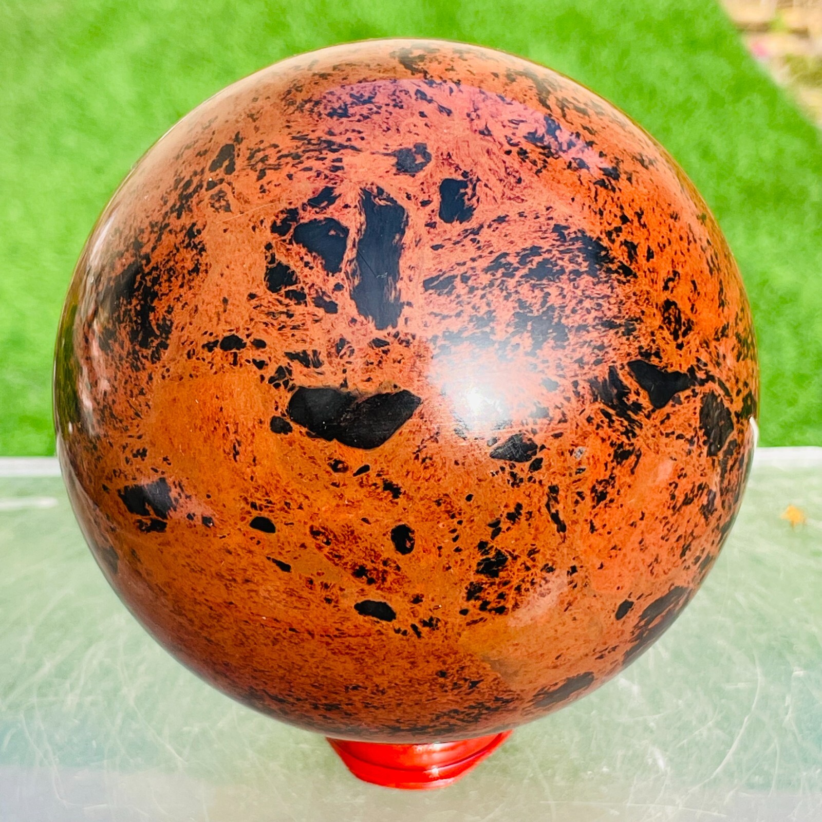 1114g Natural Red Black Obsidian Ball Mineral Specimen Gemstone Sphere