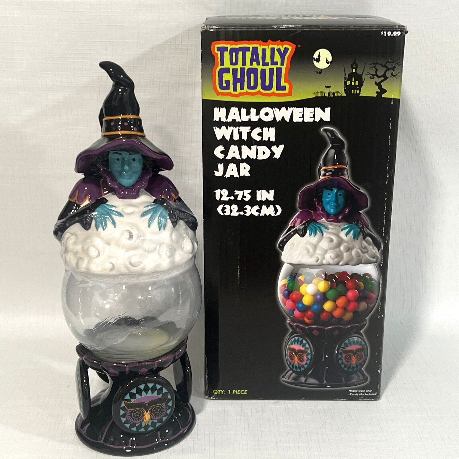 Totally Ghoul Halloween Witch Candy Jar 12.75 Inches Tall NOS Decoration