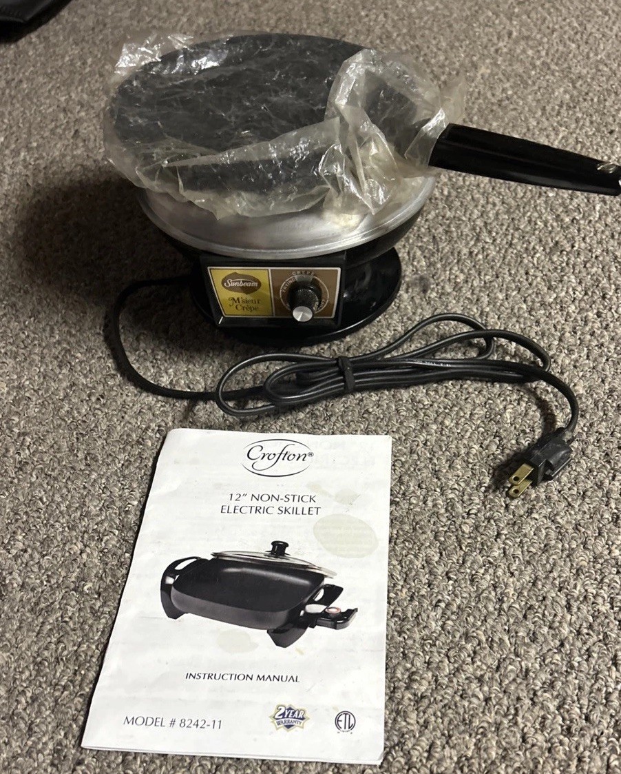 Vintage Sunbeam M\'sieur Crepe Electric Crepe Maker Original Pan Model 30-10 Vintage Sunbeam M\'sieur Crepe Electric Crepe Maker Original Pan Model 30-10