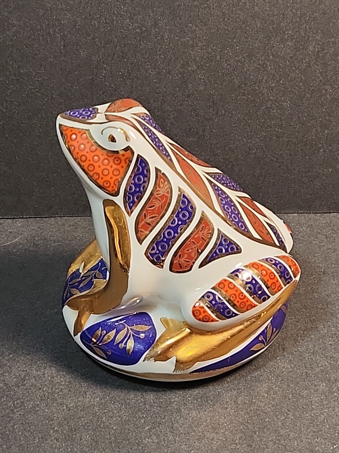 Vintage Frog Toad Ornate Porcelain Figurine Goldtone Detailing Japan