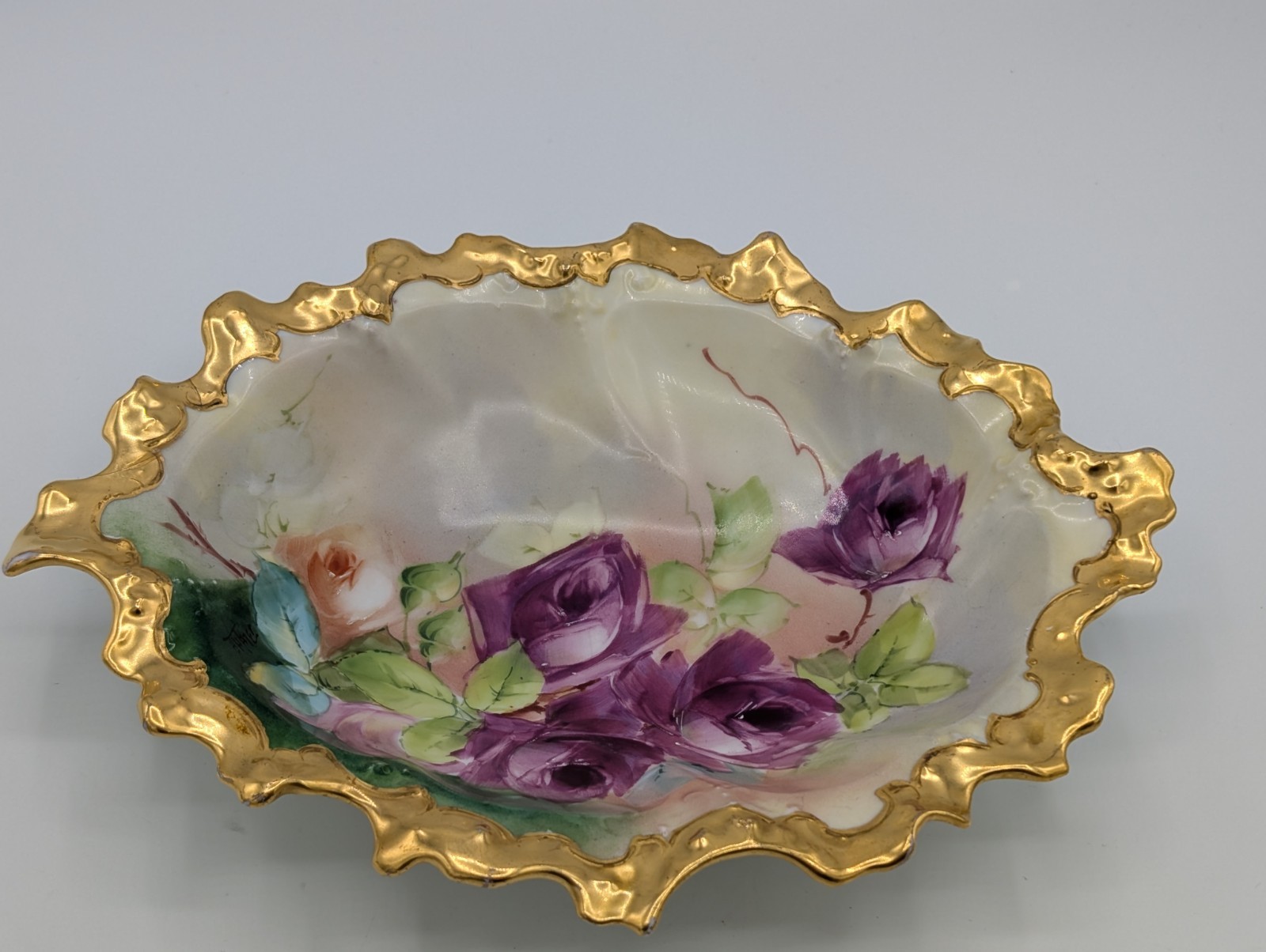 Antique 1900-1910 Joseph BLAHA WA Pickard Handpainted Scalloped Gold Trim Bowl Antique 1900-1910 Joseph BLAHA WA Pickard Handpainted Scalloped Gold Trim Bowl