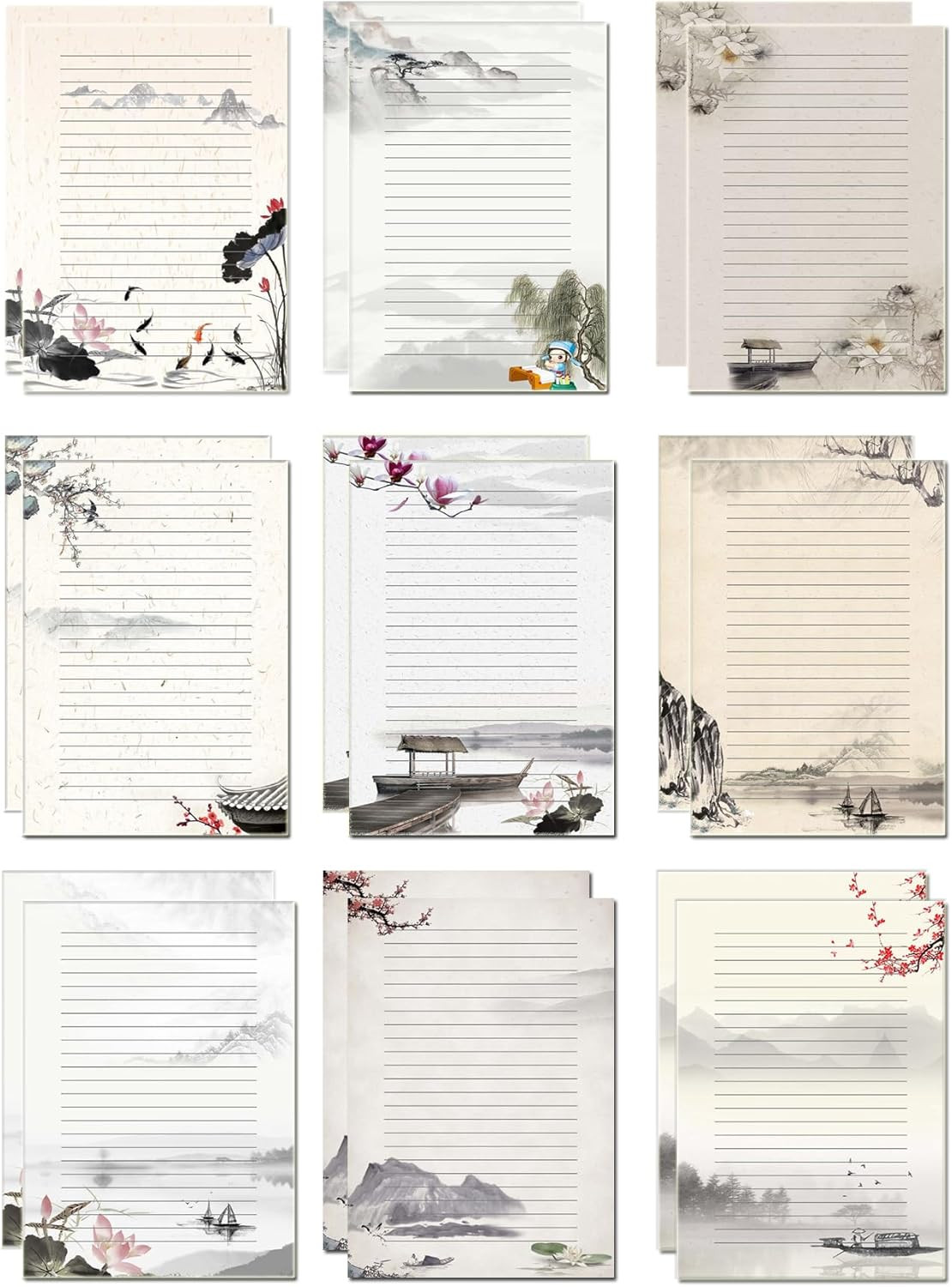 50 Sheets Vintage Lined Stationery Paper A4 100 GSM 10 Unique Writing Designs 50 Sheets Vintage Lined Stationery Paper A4 100 GSM 10 Unique Writing Designs