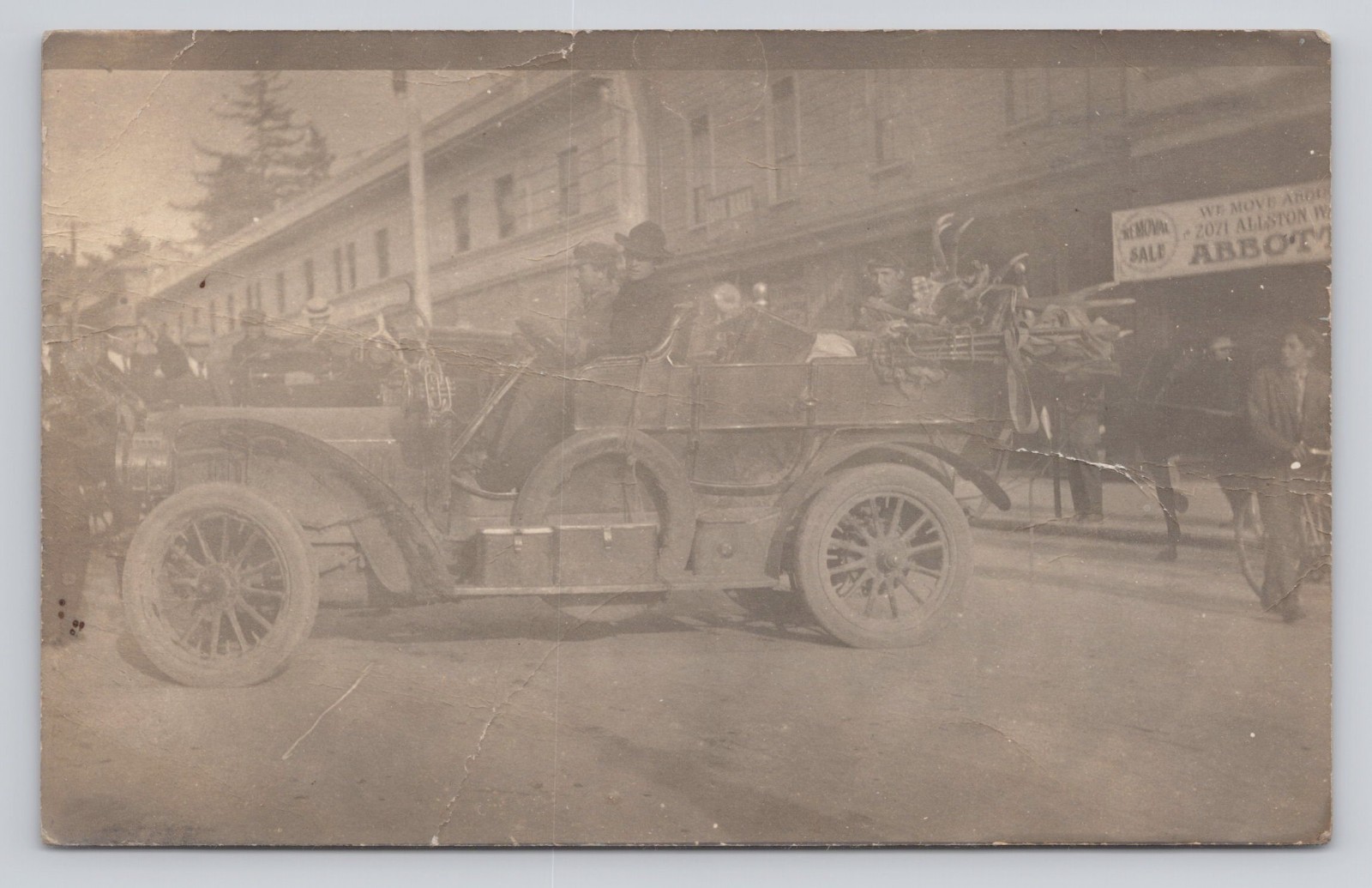 Abbott Curio Store Moving Automobile Antlers Berkeley California RPPC Postcard