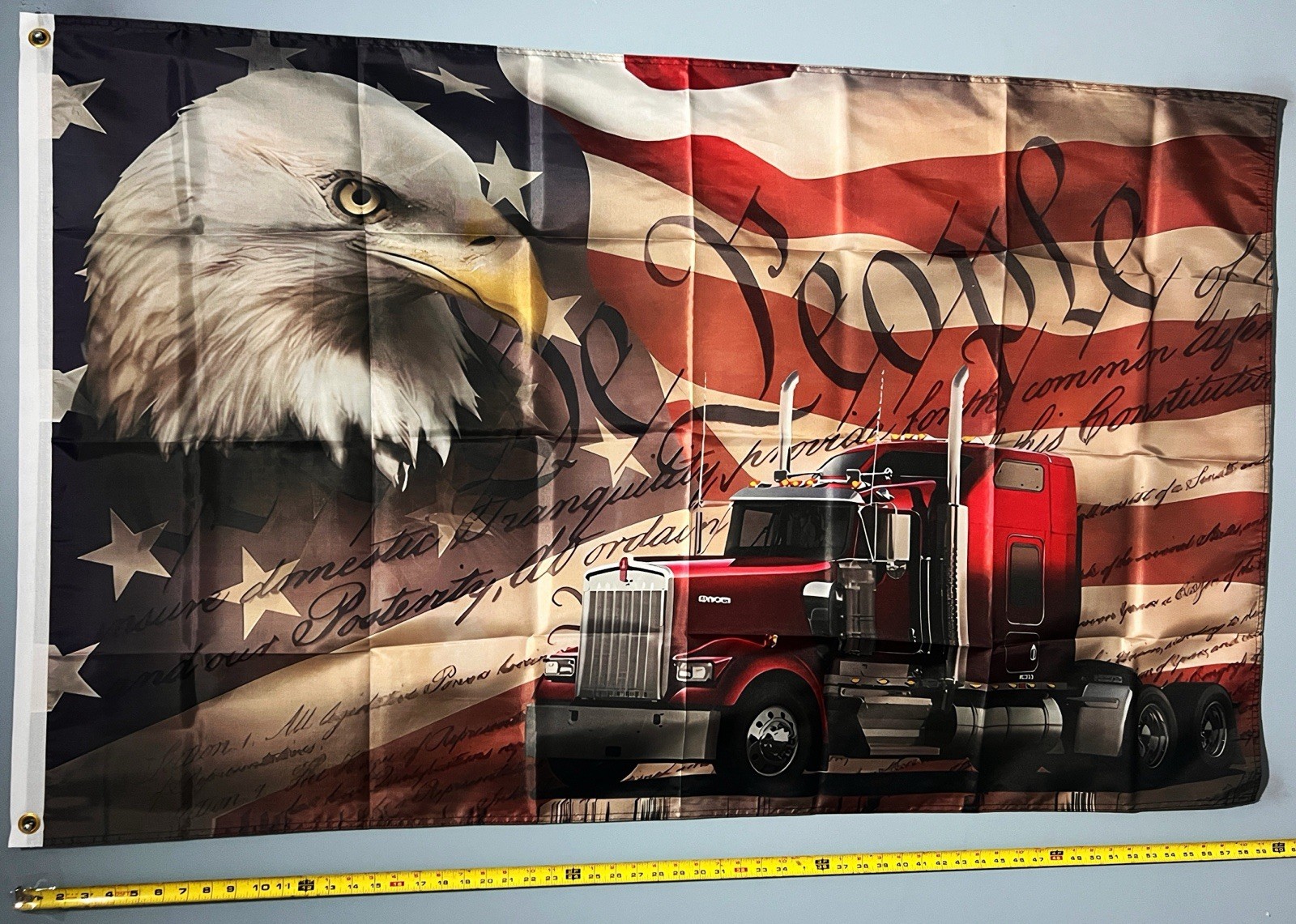 American Trucker FREE USA SHIP Semi 18 Wheeler Nascar Racing Poster Sign 3x5'