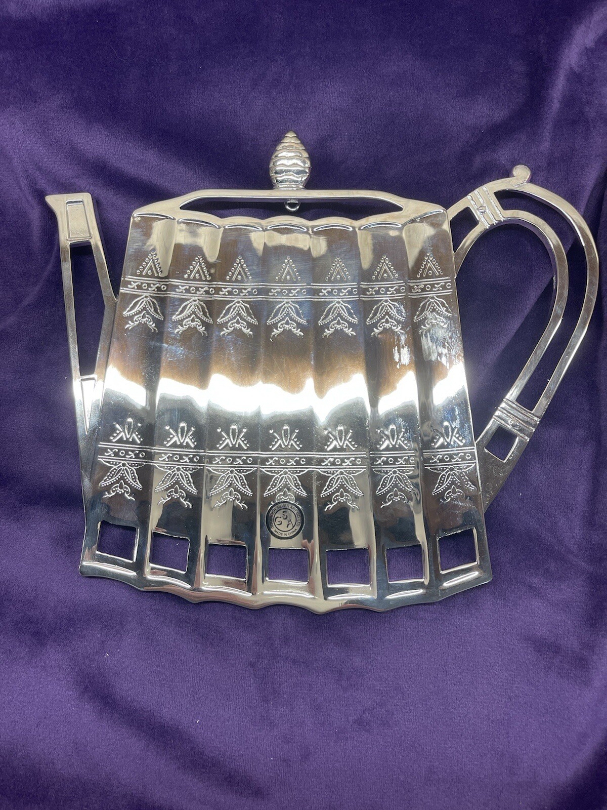 Godinger Silver Plated Footed Teapot Trivet Vintage 1992