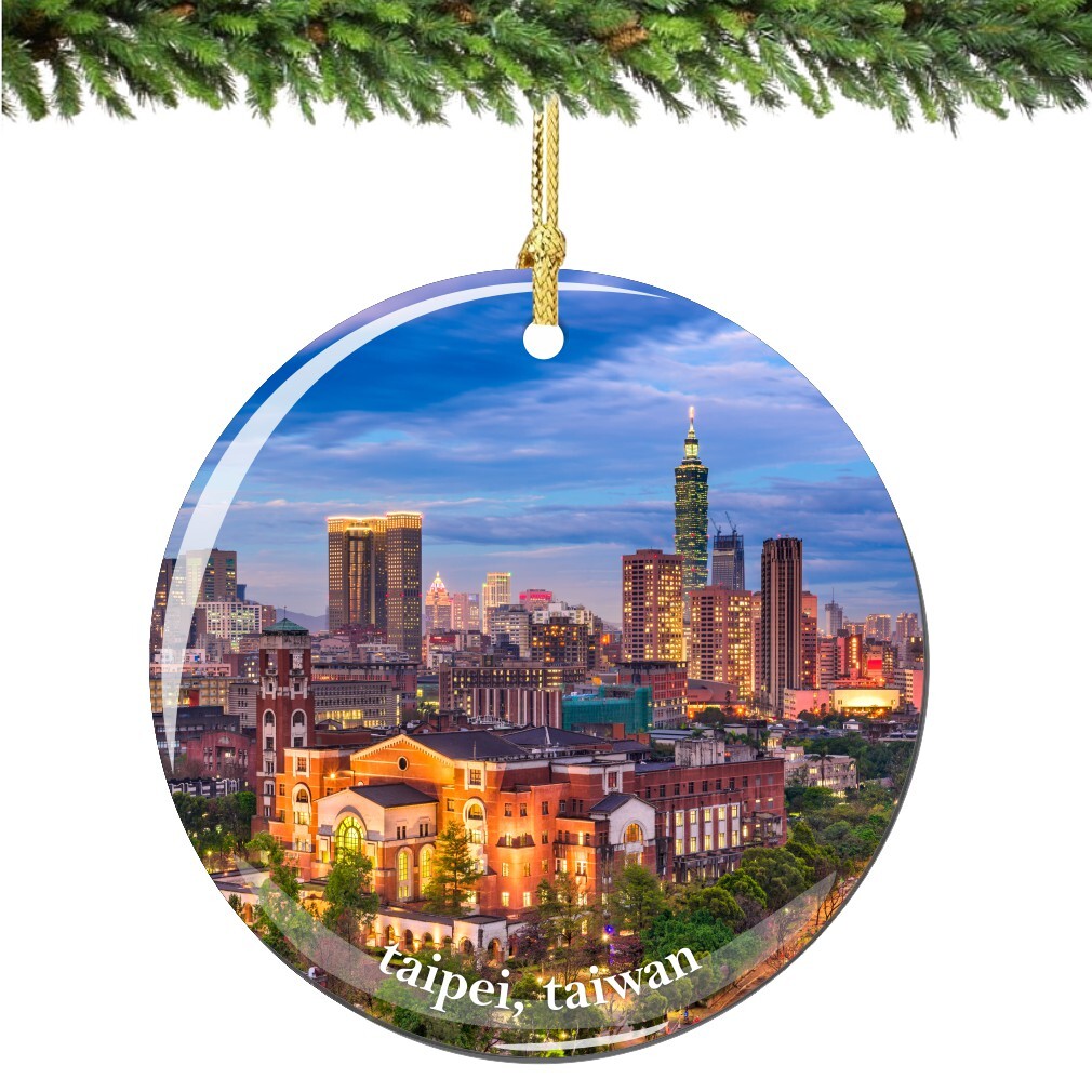 Taipei Taiwan Christmas Ornament Porcelain Double Sided Taipei Taiwan Christmas Ornament Porcelain Double Sided