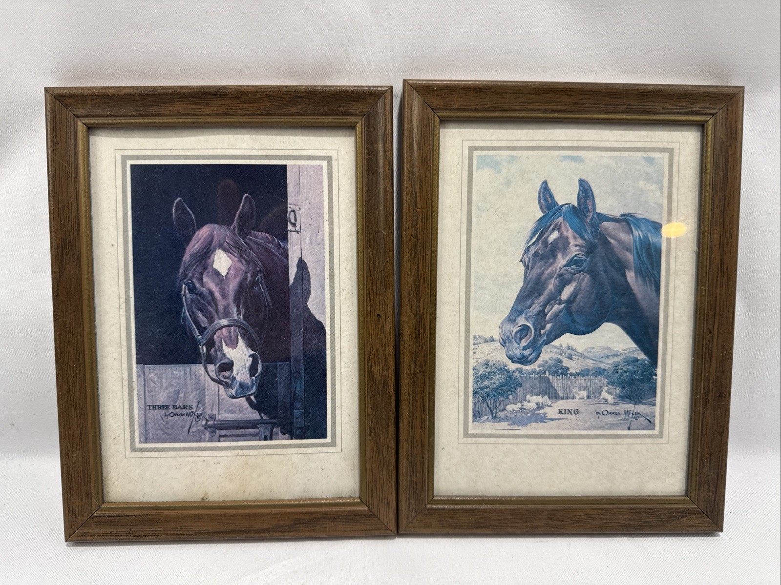 ORREN MIXER MATTED GREETING CARD KING  & THREE BARS HORSE STALLION ART PRINT