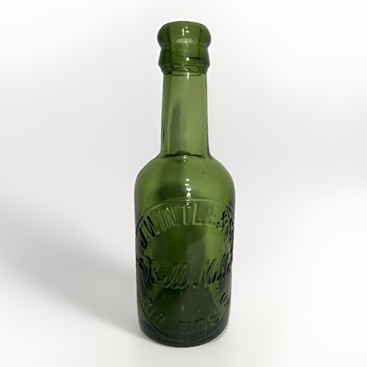Antique A.J. Wintle & Sons Bill Mills Nr Ross Glass Soda Bottle Victorian Green⁠