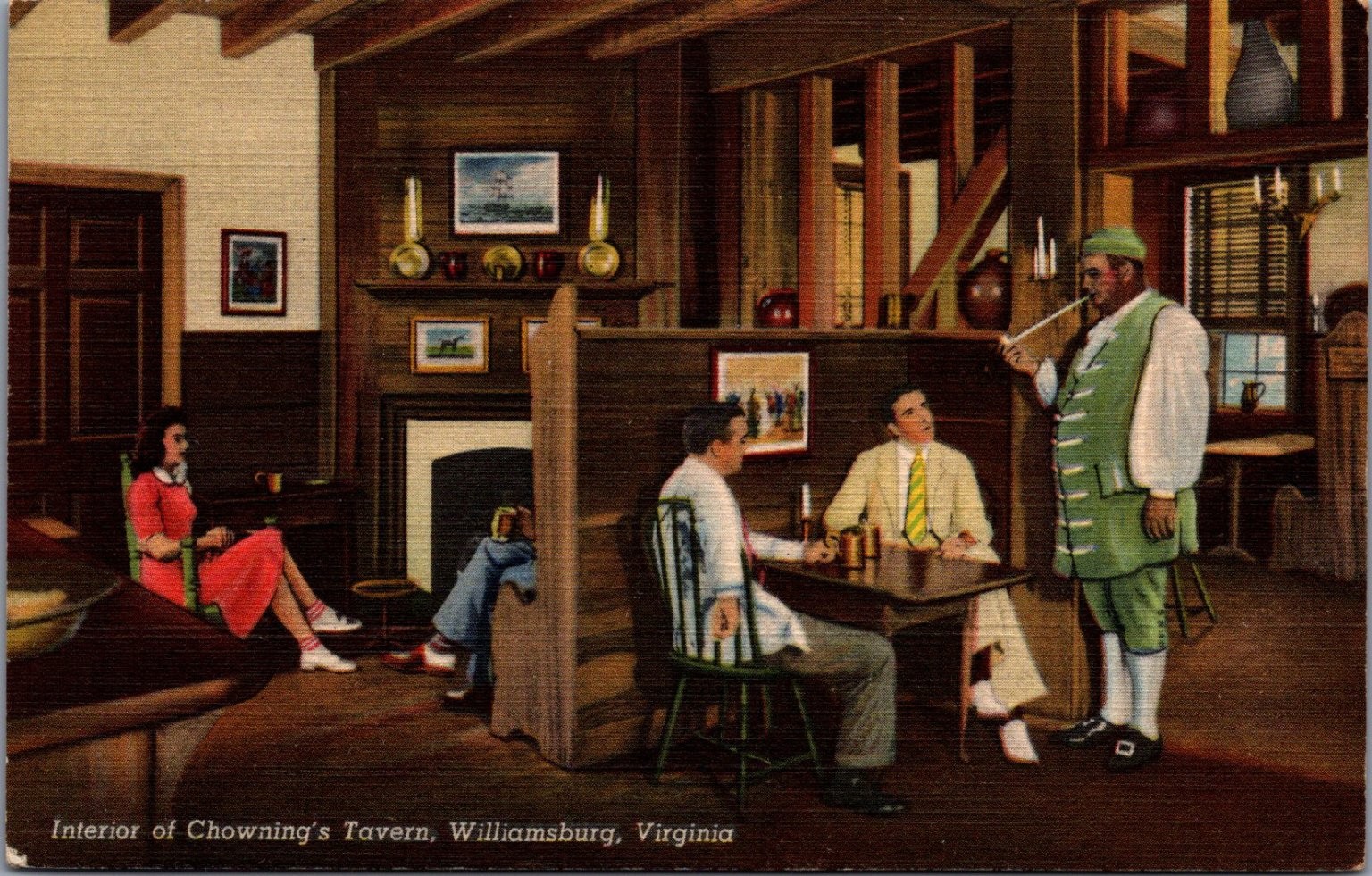 Chowning's Tavern Williamsburg VA Curteich Linen Postcard
