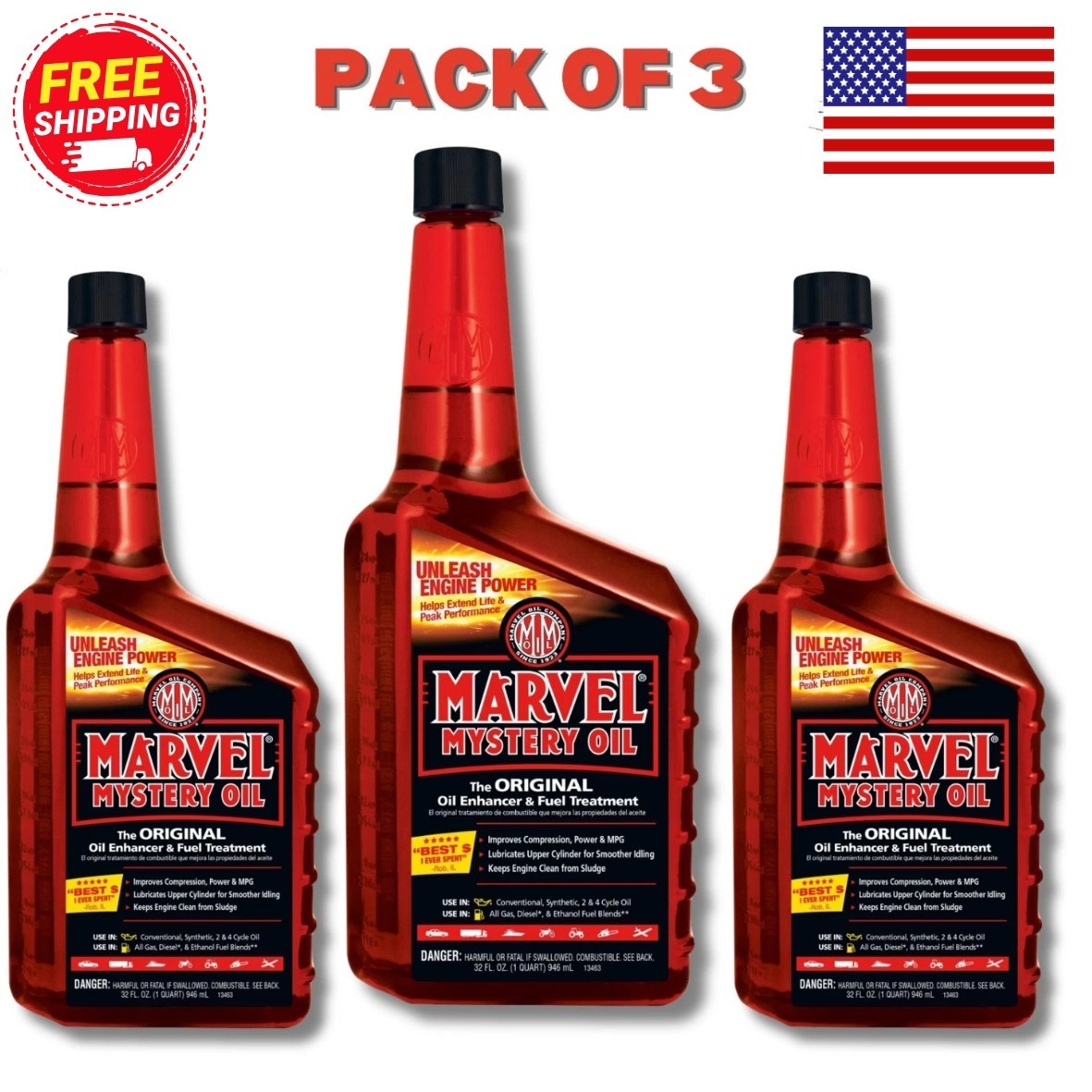 New Marvel Mystery Oil - Oil Enhancer and Fuel Treatment, 32 Oz. 3 Pack New Marvel Mystery Oil - Oil Enhancer and Fuel Treatment, 32 Oz. 3 Pack