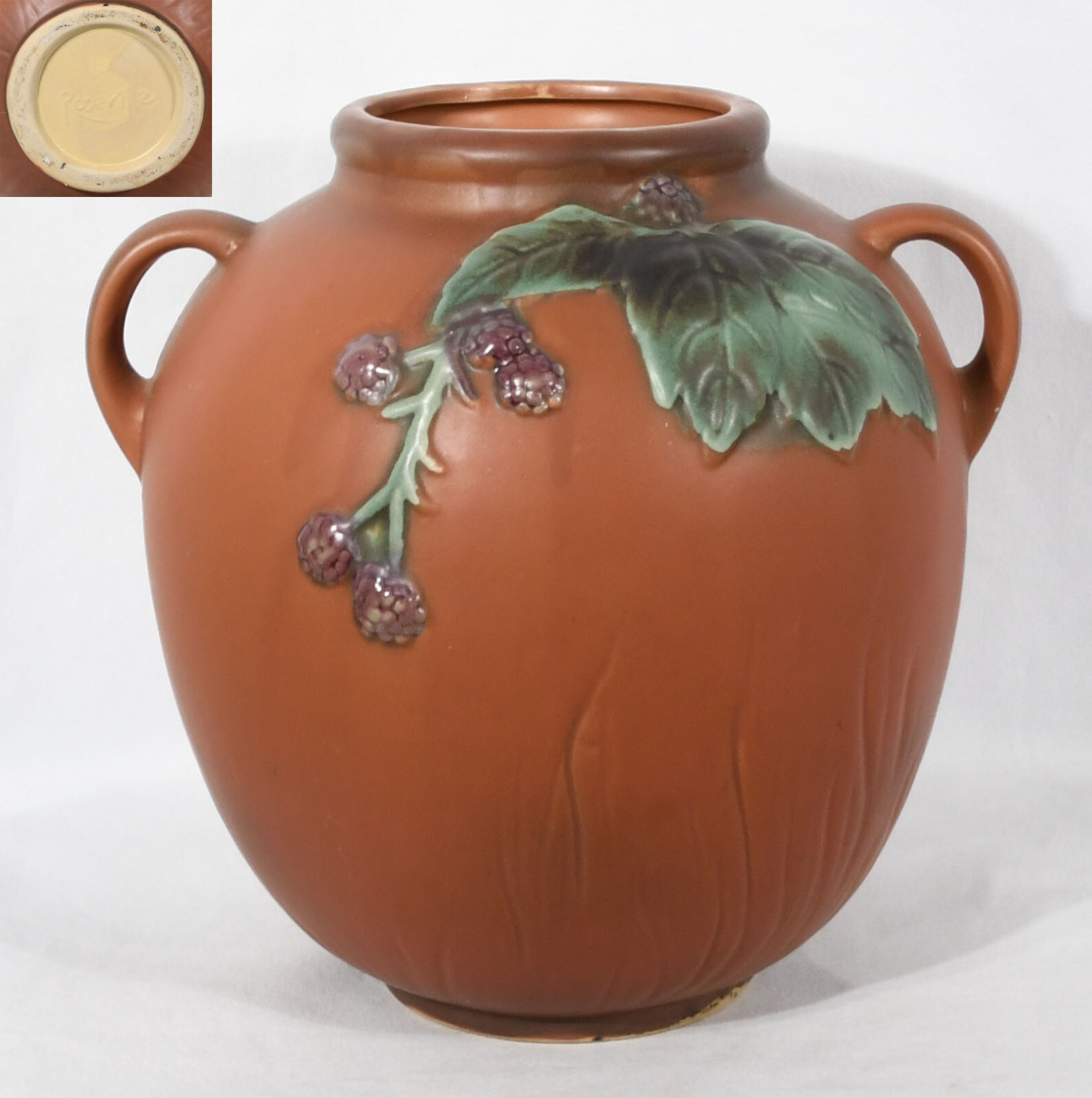 Roseville Reproduction Double Handle  Vase Blackberry (9