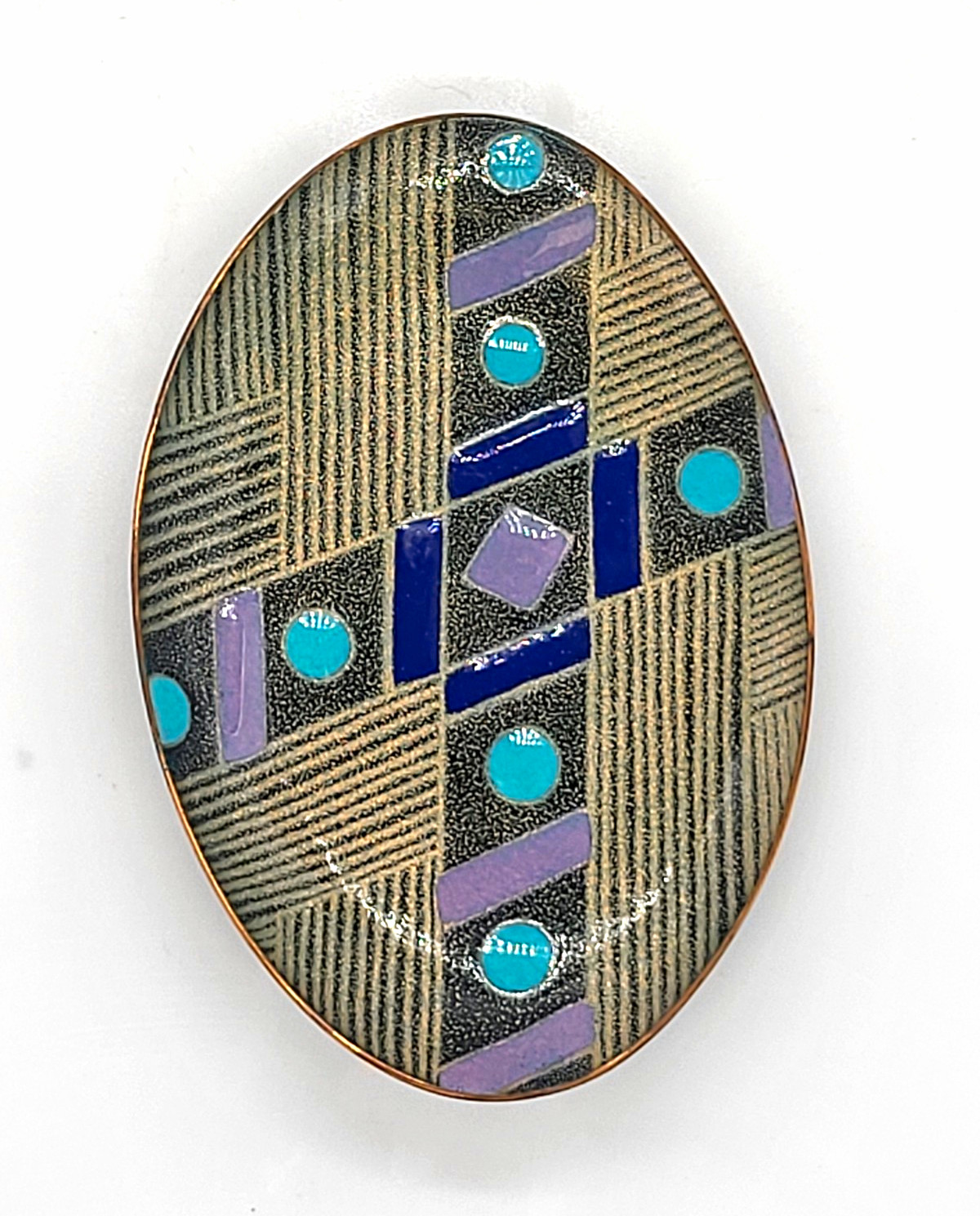 Vintage Miguel Pineda Enamel on Copper Dish Mid Century Modern Signed