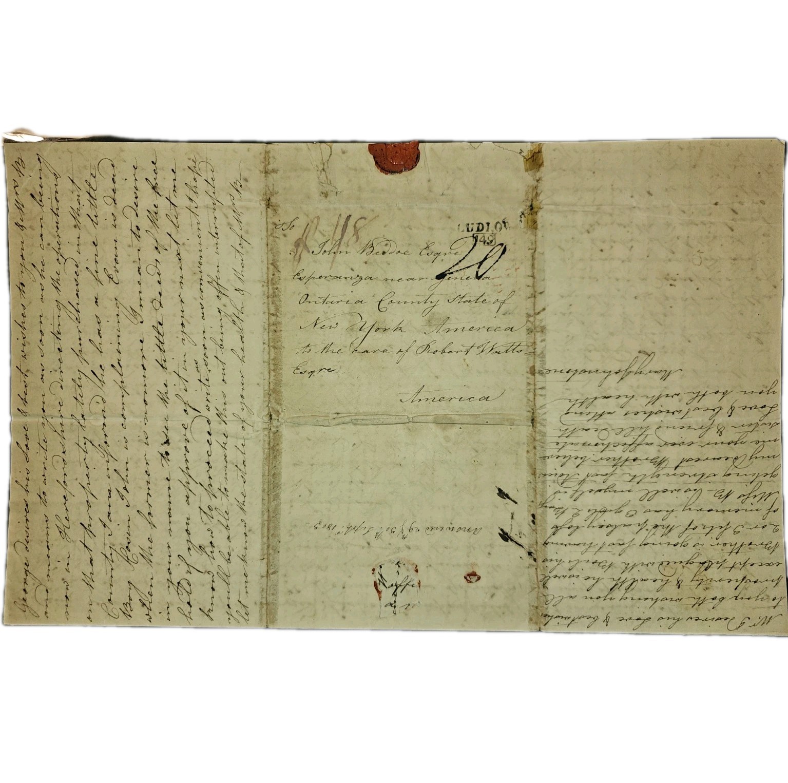 1803 Lisburn Ireland Stampless Cross Letter Mary Johnstone to John B. Dice NY