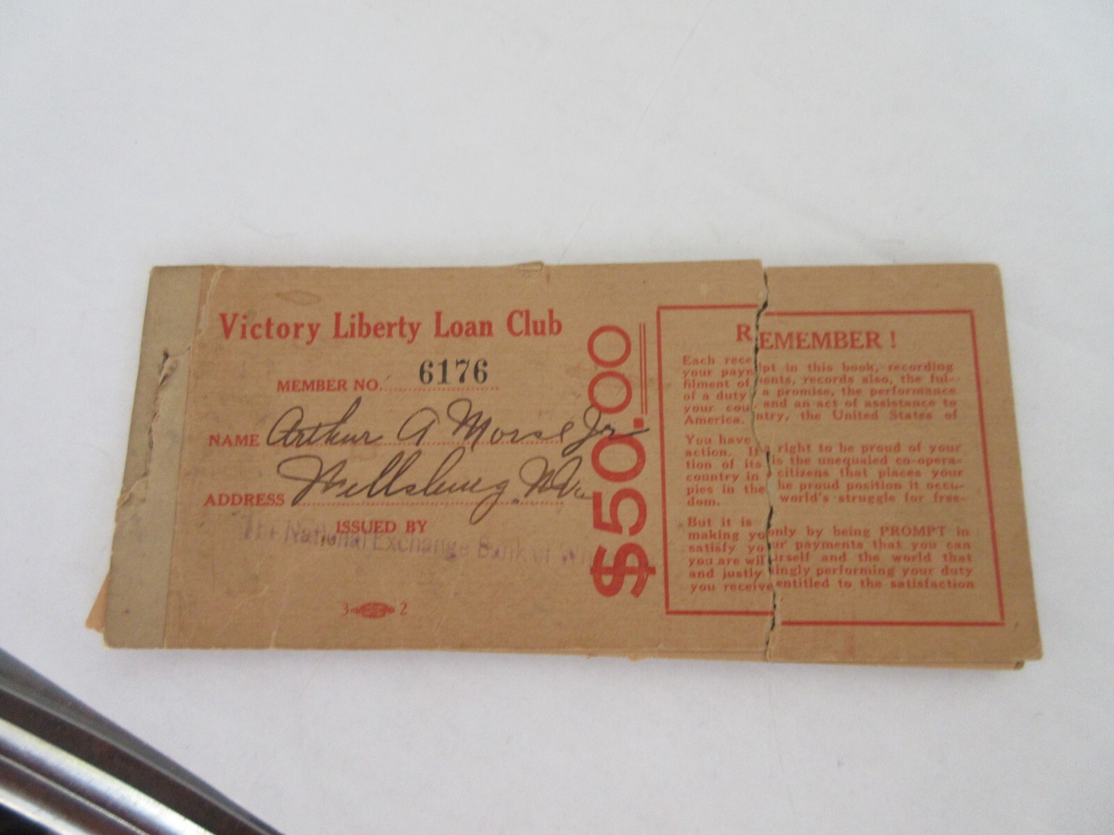 1919 UNITED STATES GOVERNMENT VICTORY LIBERTY LOAN $50 Paper BOOKLET 1 Used WWI 1919 UNITED STATES GOVERNMENT VICTORY LIBERTY LOAN $50 Paper BOOKLET 1 Used WWI