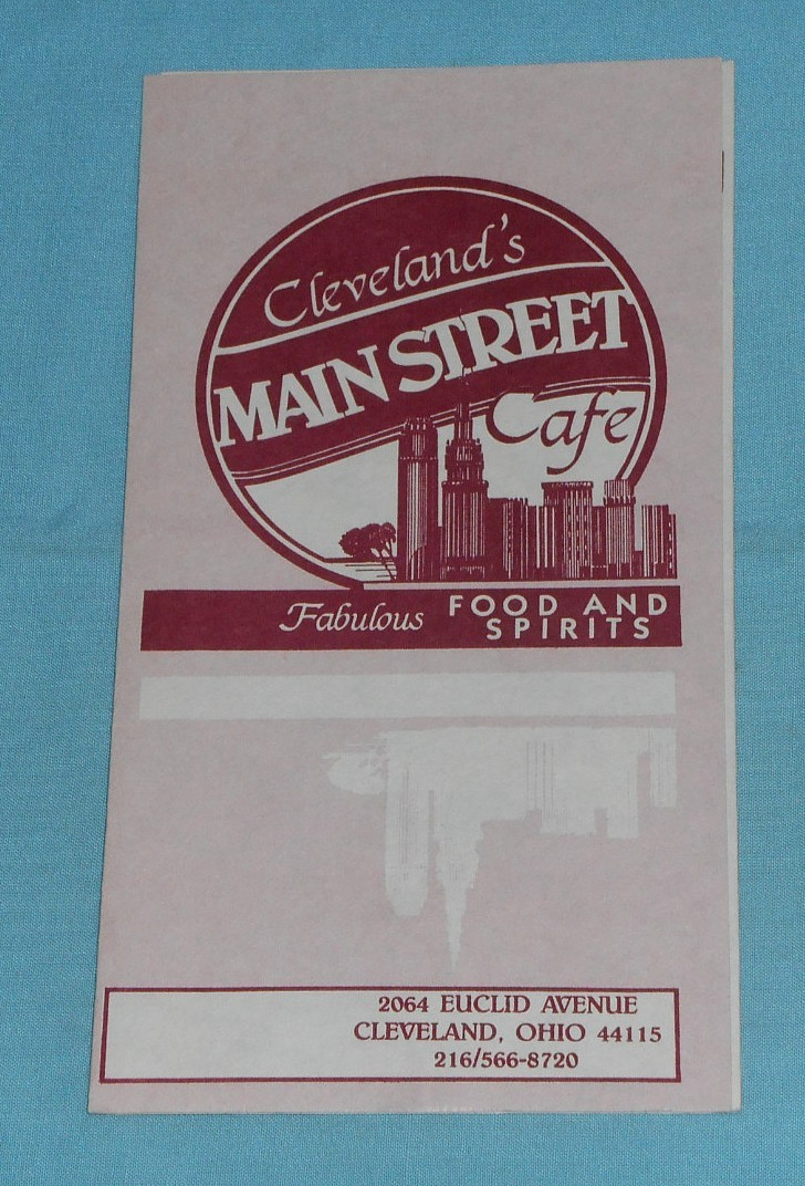 vintage CLEVELAND\'S MAIN STREET CAFE restaurant take-out MENU Cleveland Ohio