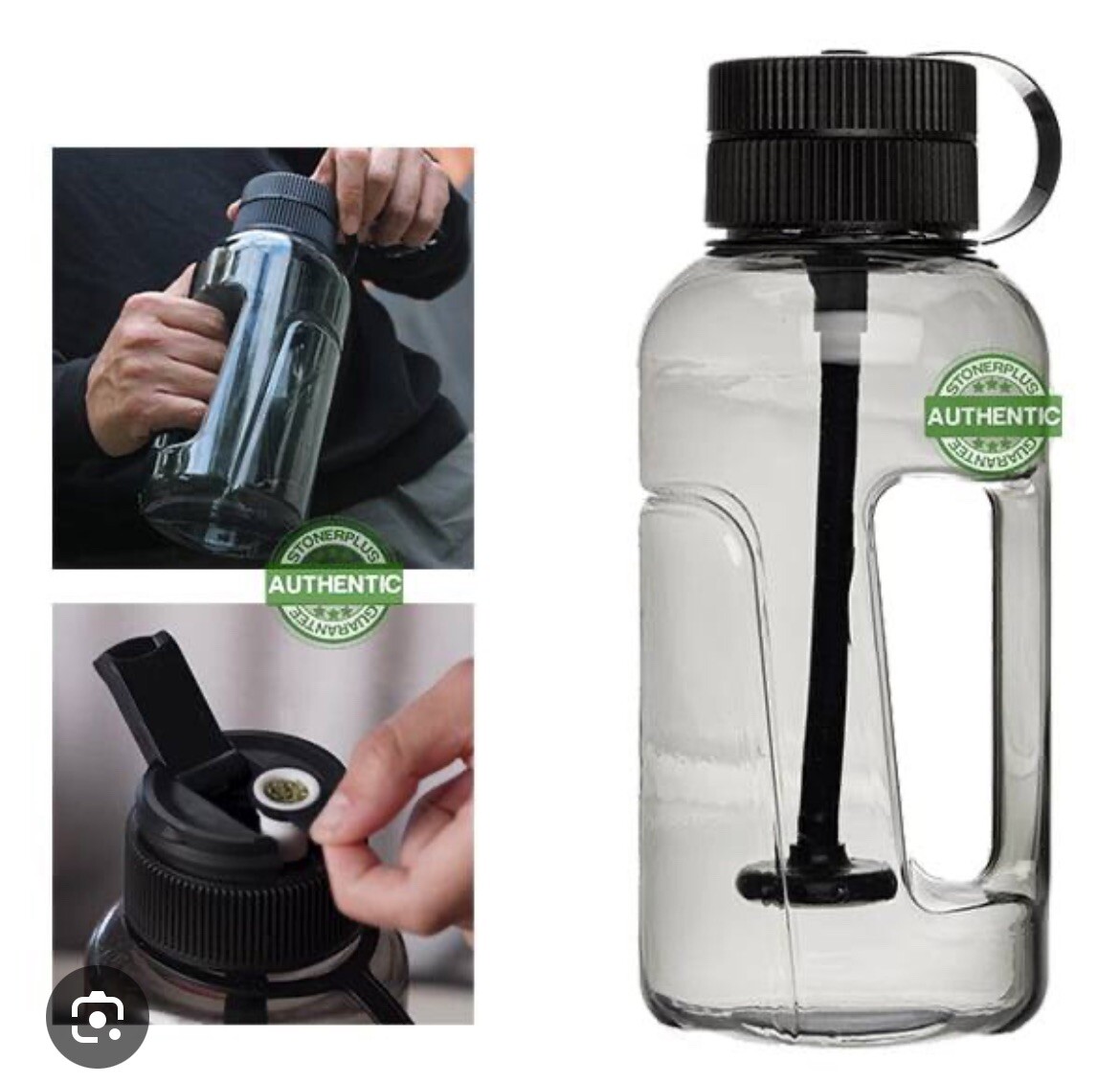 Zmokie 9inch Portable Plastic Hookah 1000ml Bottle Water Pipe Smoking Bong Gray