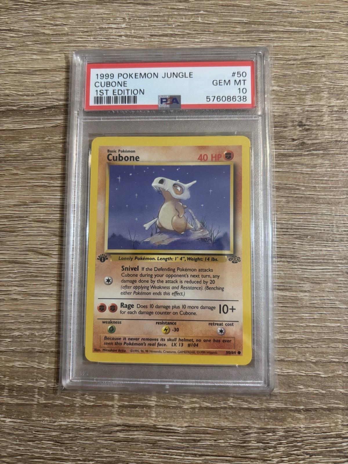 Pokémon TCG 1999 Jungle 1st Edition Cubone 50/64 Regular PSA 10