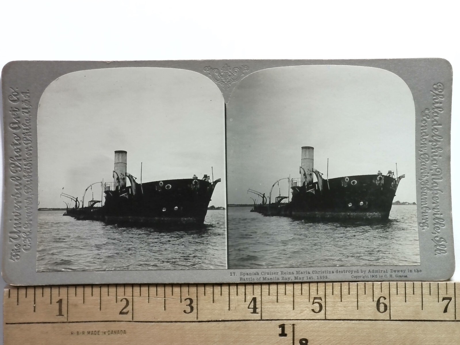Spanish American War Stereoview USS Reina Cristina Shipwreck 1902 Manila Bay Spanish American War Stereoview USS Reina Cristina Shipwreck 1902 Manila Bay