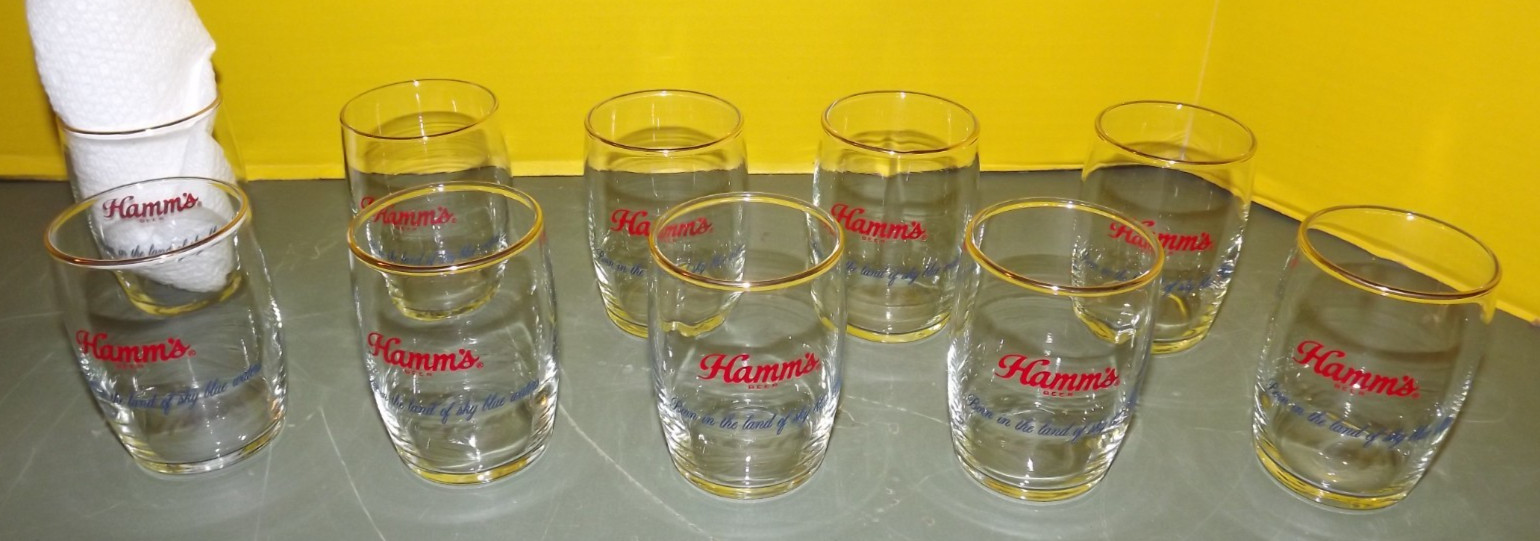 Lot 10 Vintage Hamm's Beer Advertising Barrel Glasses 3 Lot 10 Vintage Hamm's Beer Advertising Barrel Glasses 3