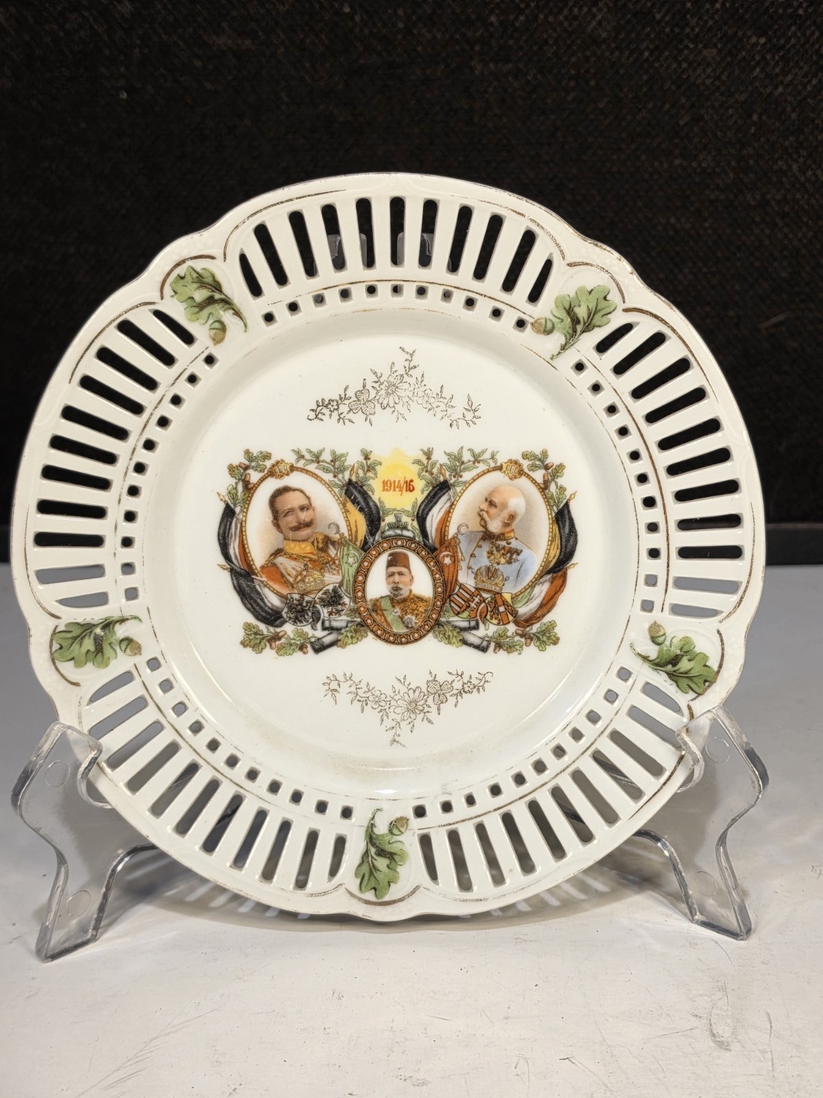 ANTIQUE 1916 WORLD WAR 1 AUSTRIAN GERMAN FRANZ JOSEF KAISER WILHELM PLATE ANTIQUE 1916 WORLD WAR 1 AUSTRIAN GERMAN FRANZ JOSEF KAISER WILHELM PLATE