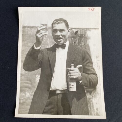 Original 1923 Photo of Champ Jack Dempsey Toast & Bottle Rare Boxing Memorabilia