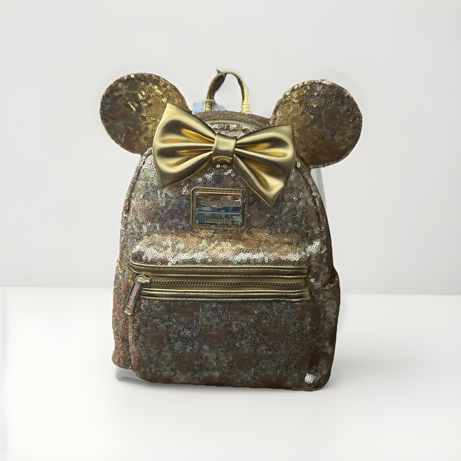 Loungefly X Disney Parks Hidden Minnie Mouse Gold Sequin Mini Backpack - NWT