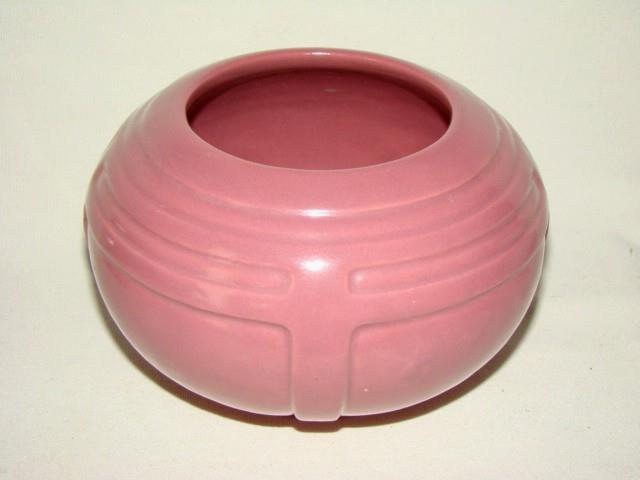 1930s ROSEVILLE POTTERY Mission Arts & Crafts Bowl Vase, FOIL LABEL
