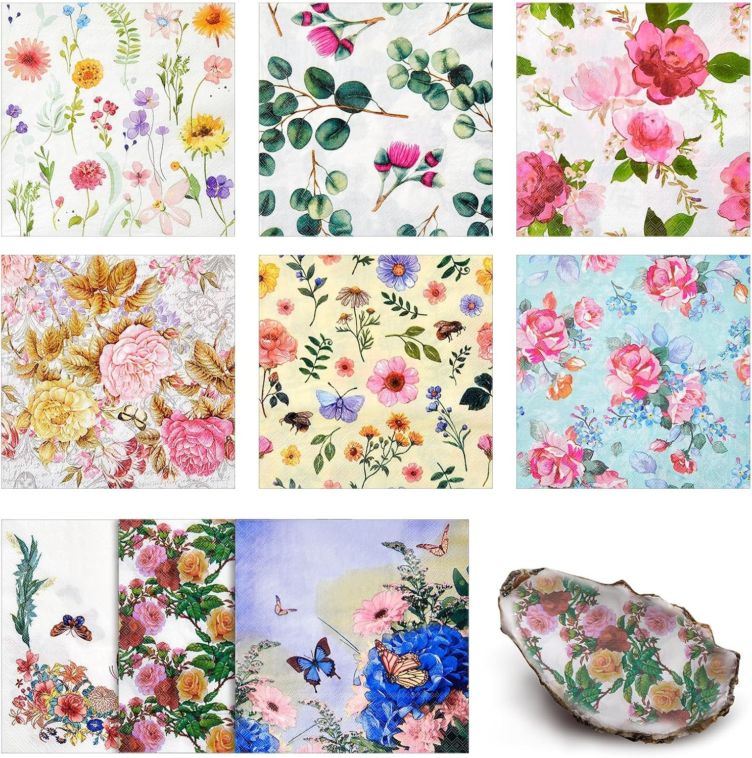 36 Pack 9 Styles Decoupage Napkins Rural Floral Napkins 36 Pack 9 Styles Decoupage Napkins Rural Floral Napkins