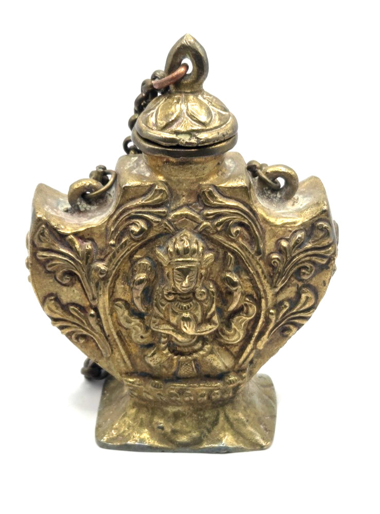 Traditional Antique Brass Ink Pot Nepal Tibetan Himalayan Ritual