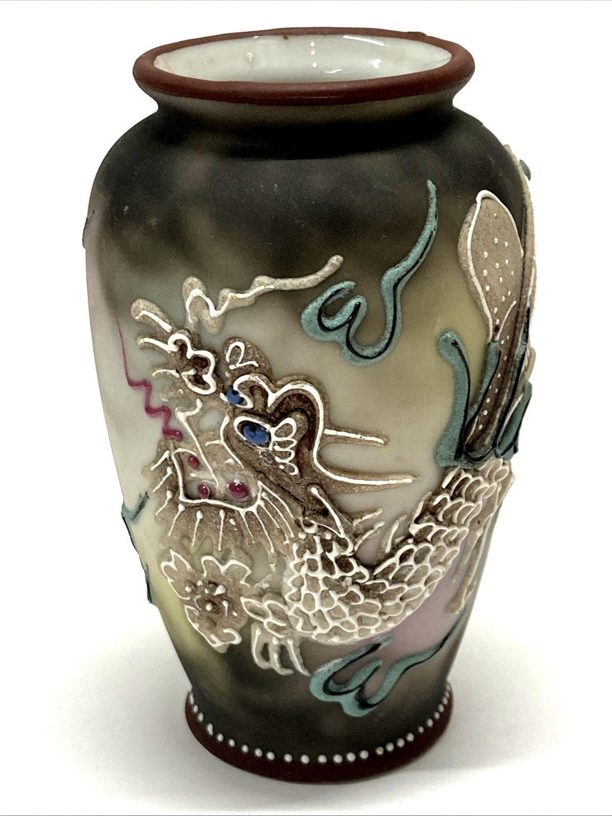 DragonWare Moriage Porcelain Hand Painted Small Vase Vintage Shofu Japan